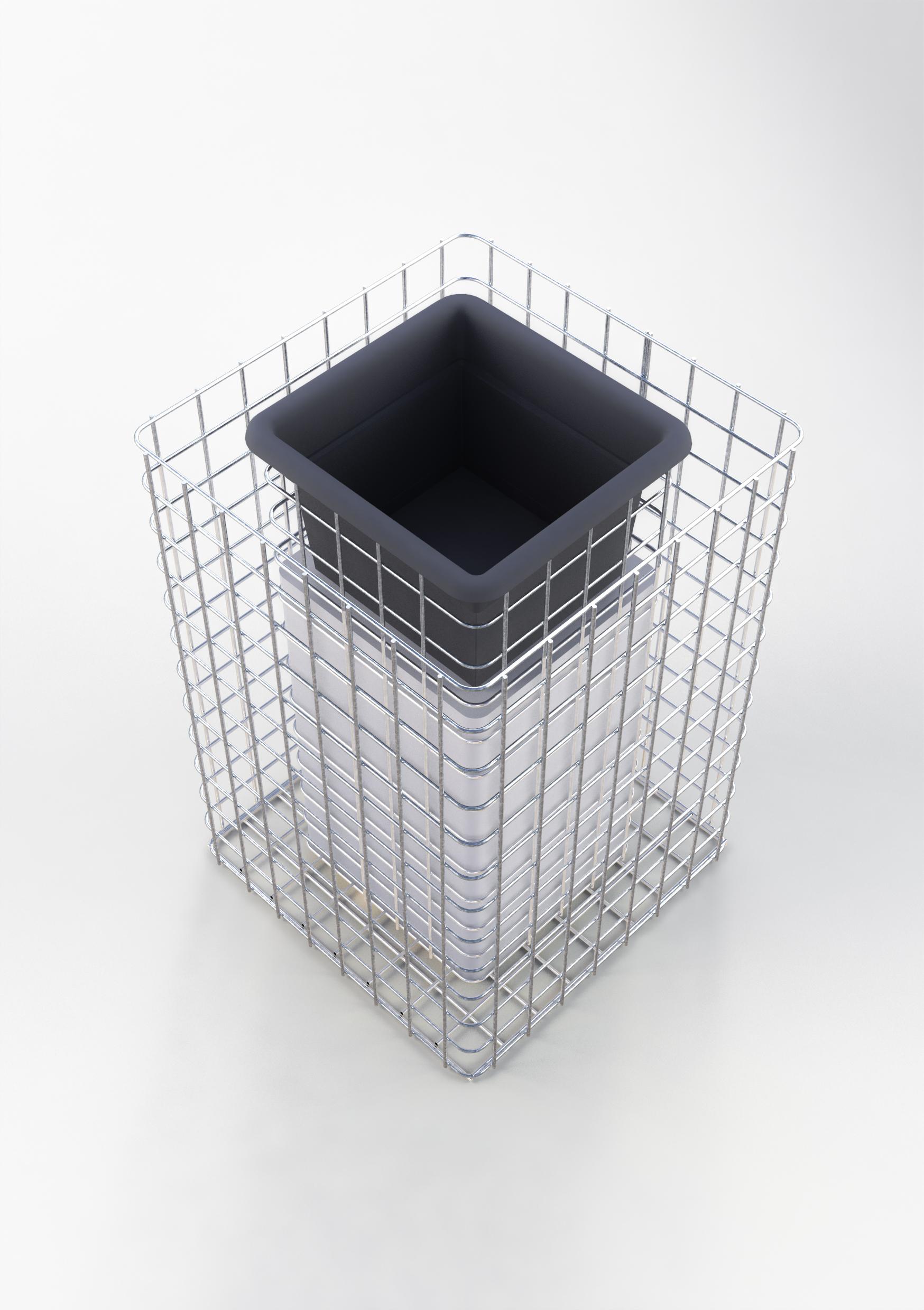 Columna de flores altura 62 cm superficie de base 42 x 42 cm tamaño de malla 5 x 5 cm, galvanizado, incl. maceta