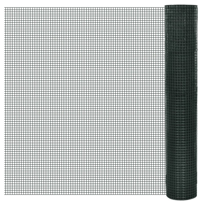 Ogrodzenie z siatki, galwanizowane, PVC, 25x1 m, zielone vidaXL