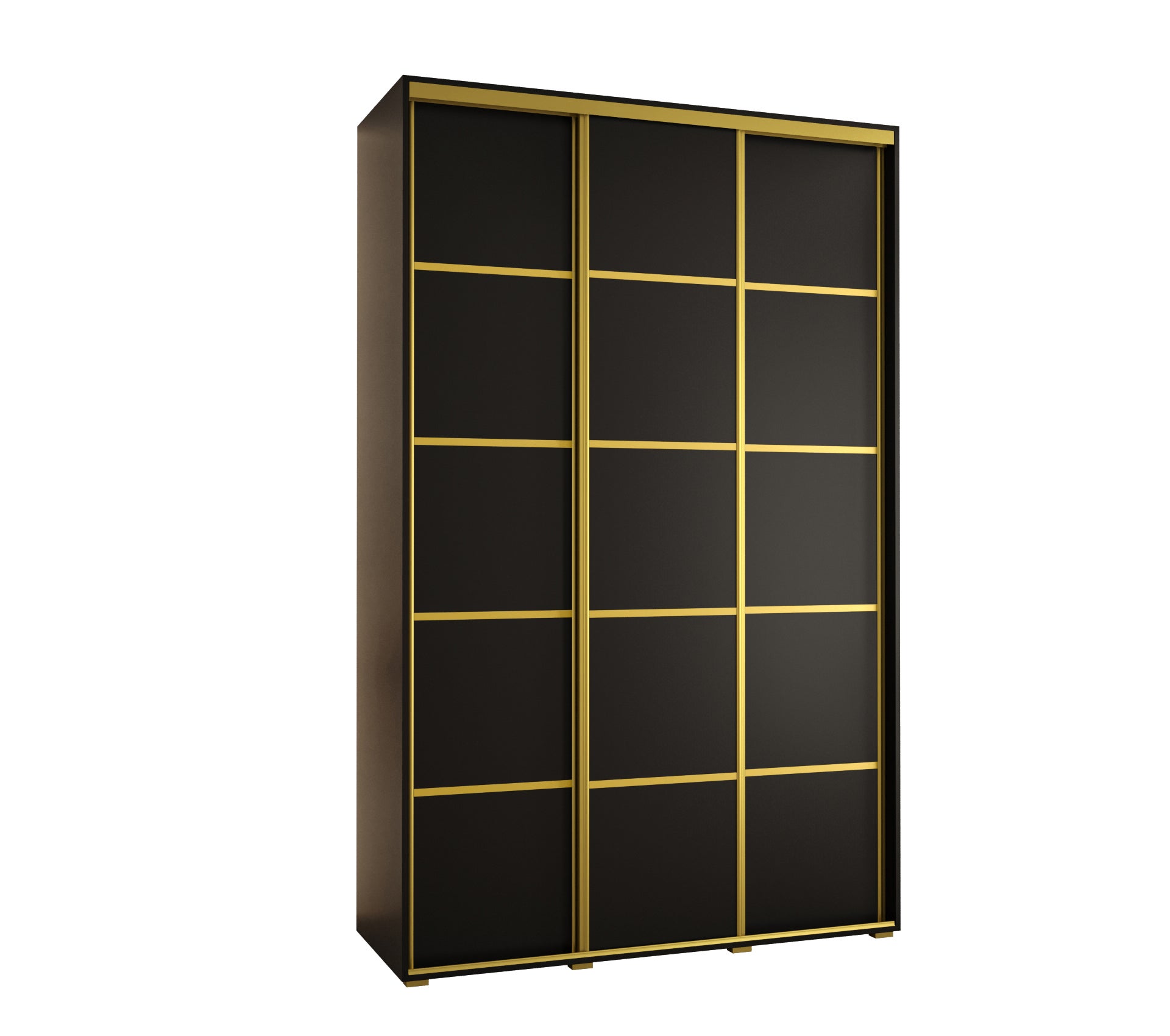 Szafa przesuwna wysoka Davos 4 150 x 60 x 235,2 cm czarny + czarny + u. złoty - Abiks Meble