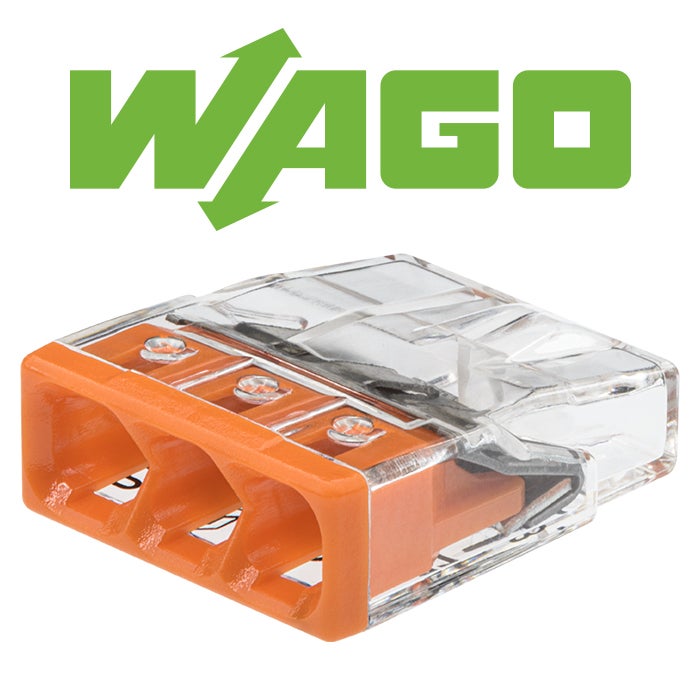 Pot de 50 mini bornes WAGO S2273, 3 entrées, 24 A, 450 V, boîtier transparent, connexion PUSH WIRE®, 0,5-2,5 mm², compact - 4