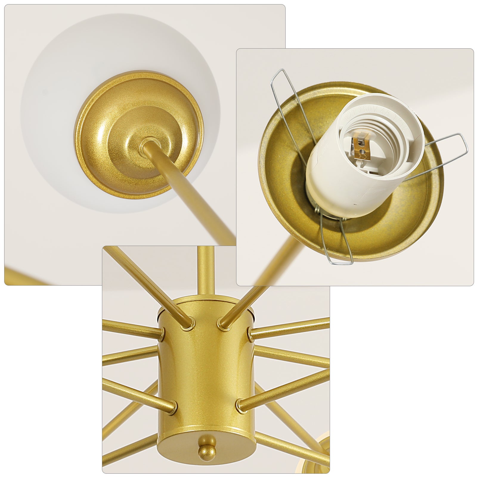 COMELY Lustre Sputnik Doré 12 Lumières E27 avec Globes en Verre, Plafonnier Design Moléculaire pour Salon Salle à Manger Chambre - 5