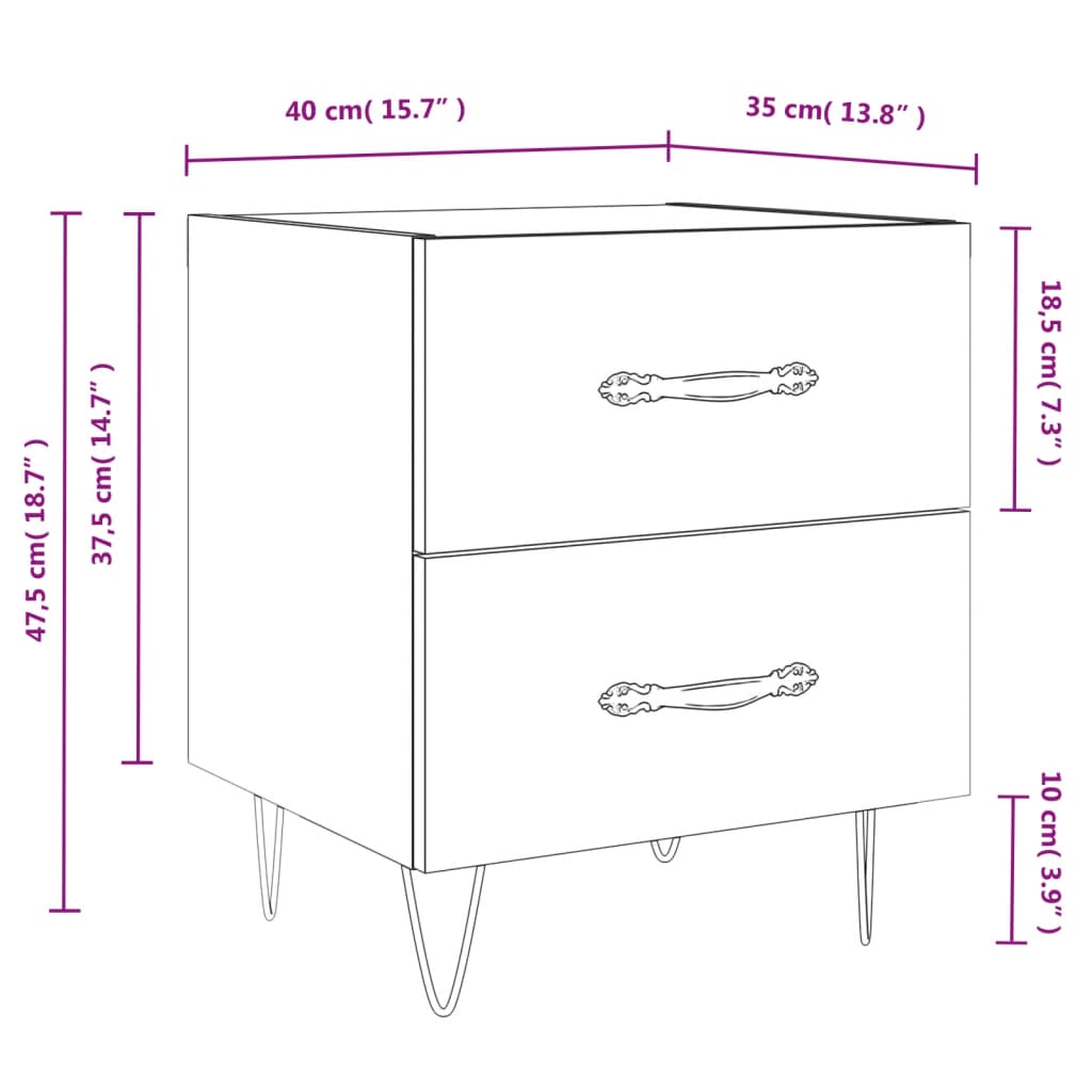 Table de chevet chêne marron 40x35x47,5 cm bois d’ingénierie - 8