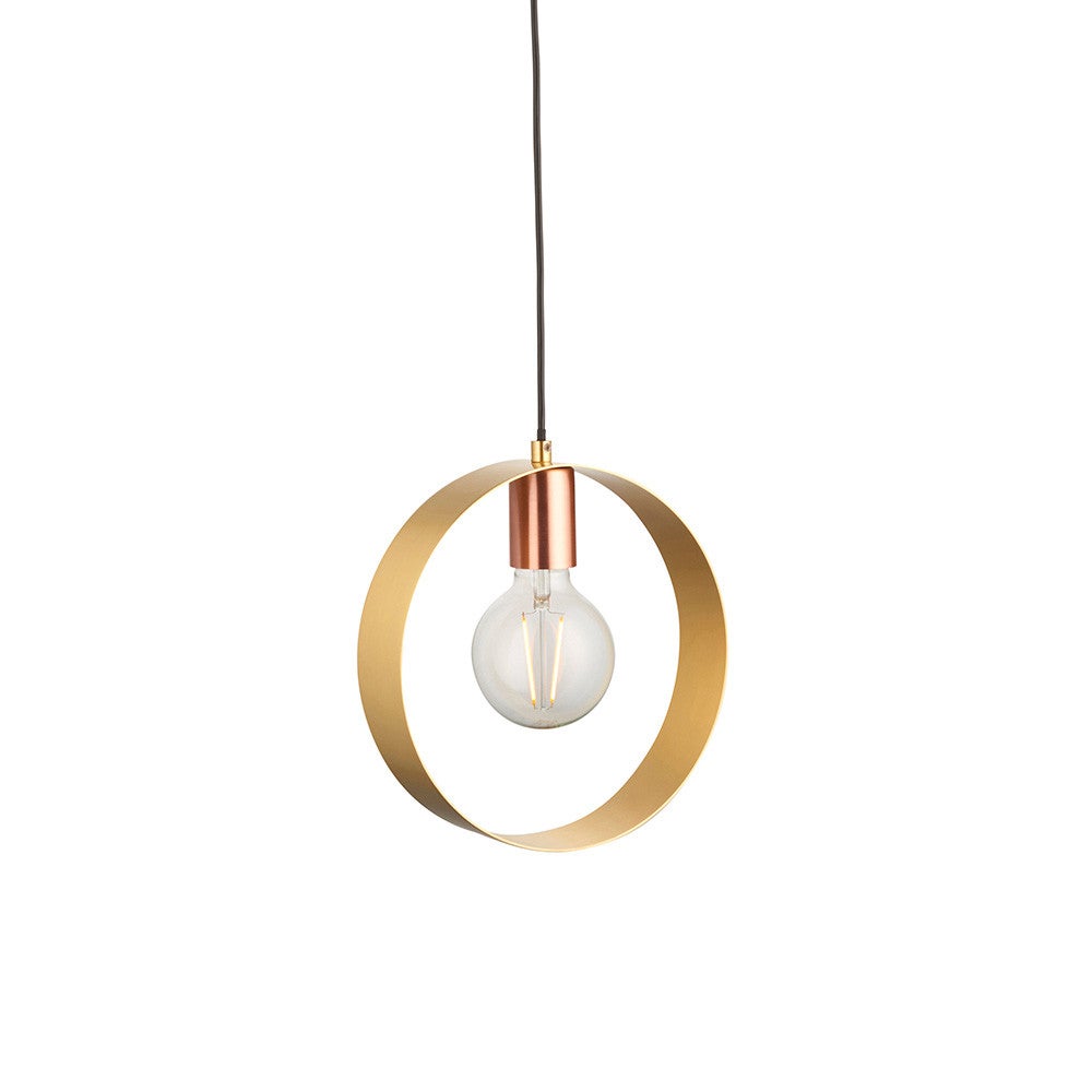 Lampa wisząca HOOP szczotkowana mosiężna 1xE27x20W metal wym:120x25x10cm IP20 Endon