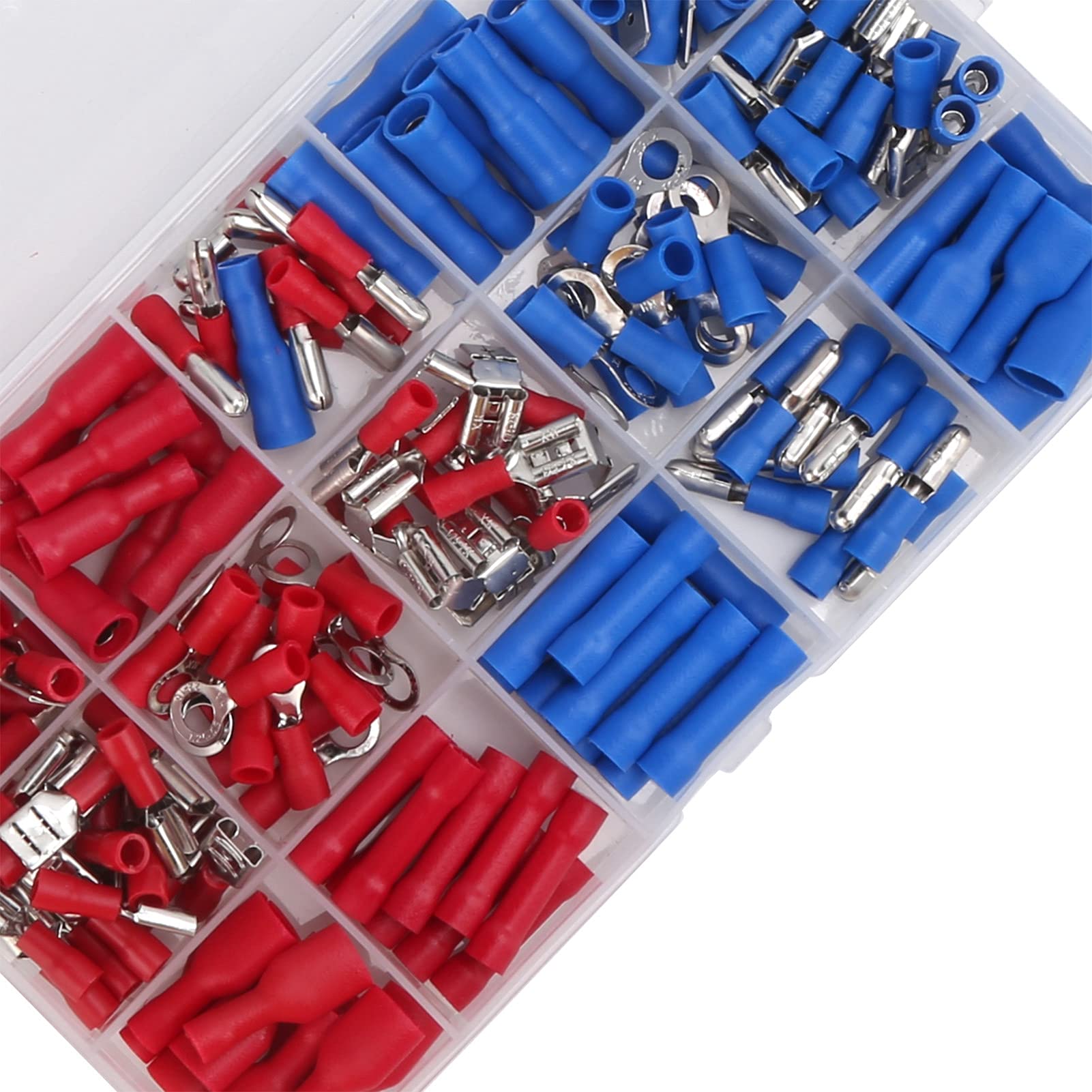 200 pezzi Set di connettori a crimpare per cavi Kit di connettori elettrici isolati pressati a freddo - 9