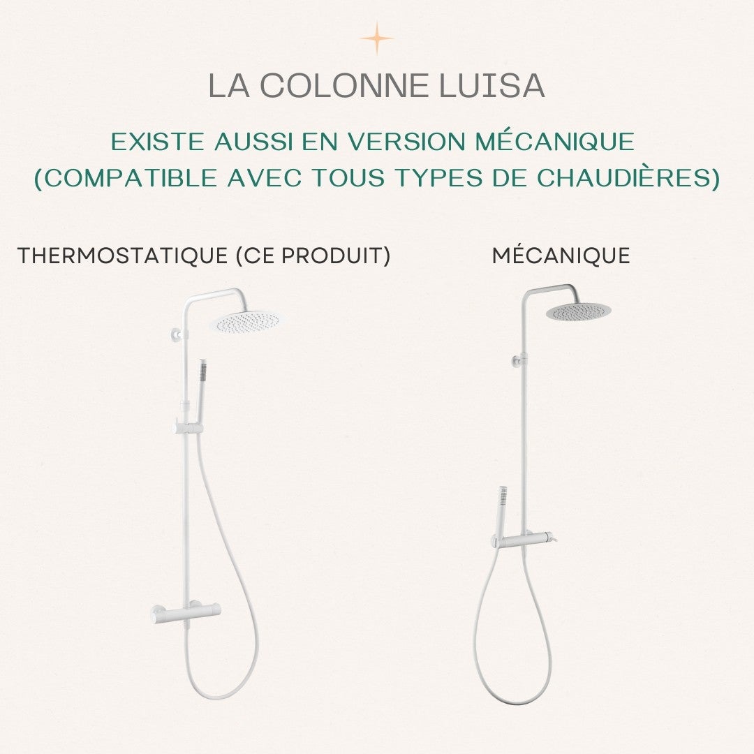 Luisa II colonne de douche thermostatique blanche - 8