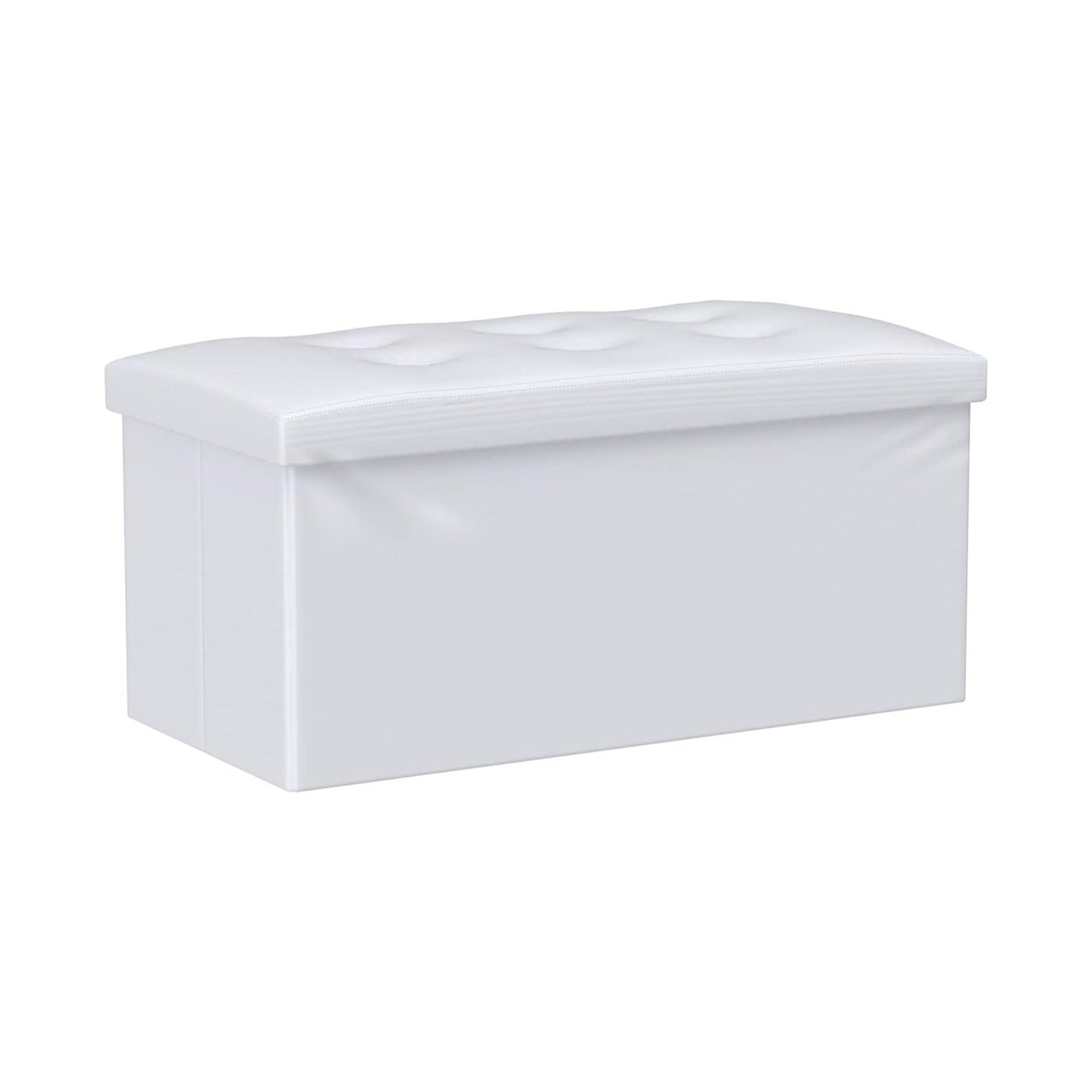 Pouf Coffre De Rangement Mobili Rebecca Banc Rectangle Blanc Stokage 38x76x38 - 9