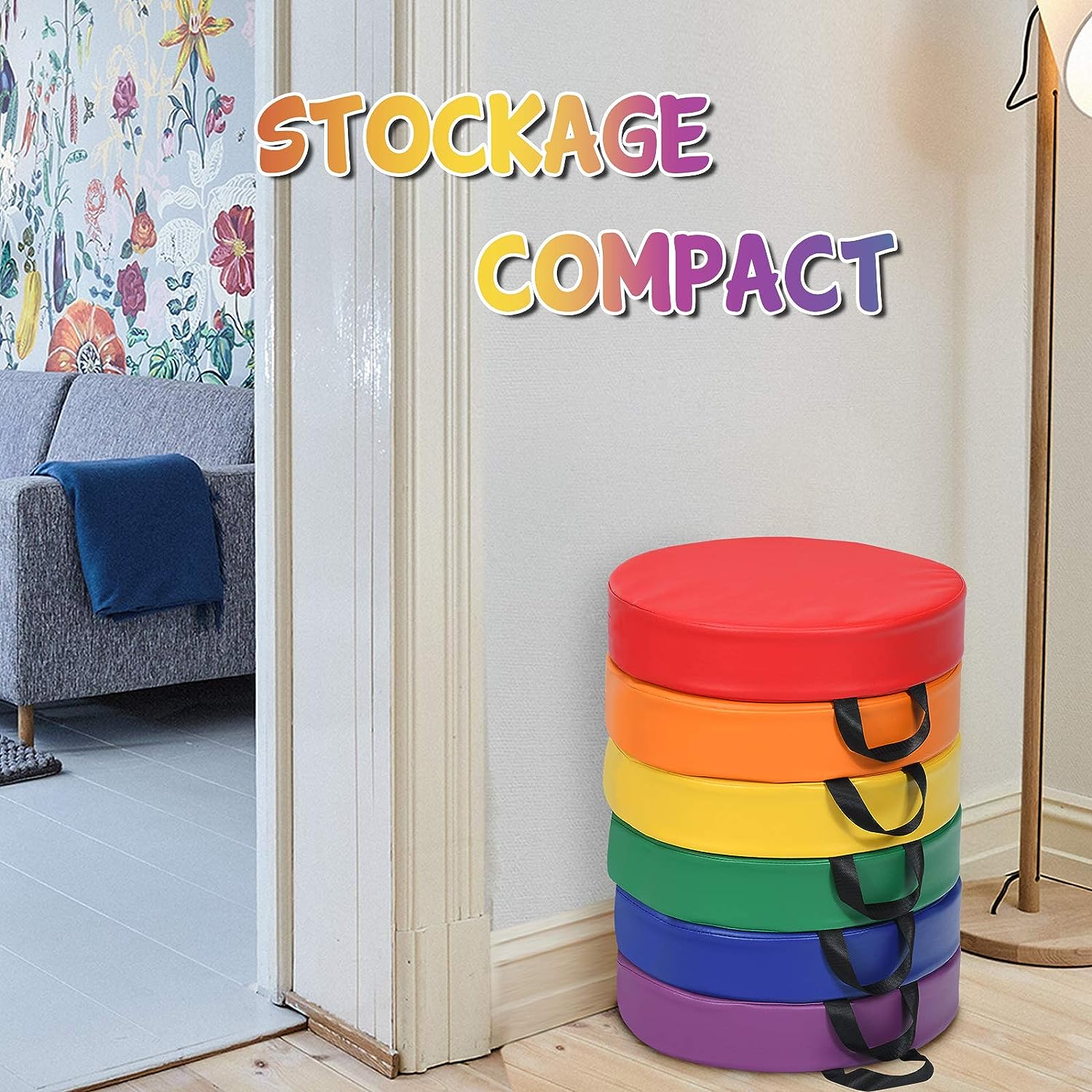 Lot de 6 Coussins de Chaise pour Enfant avec Poignées Coussins D'ass Multicolores - 2