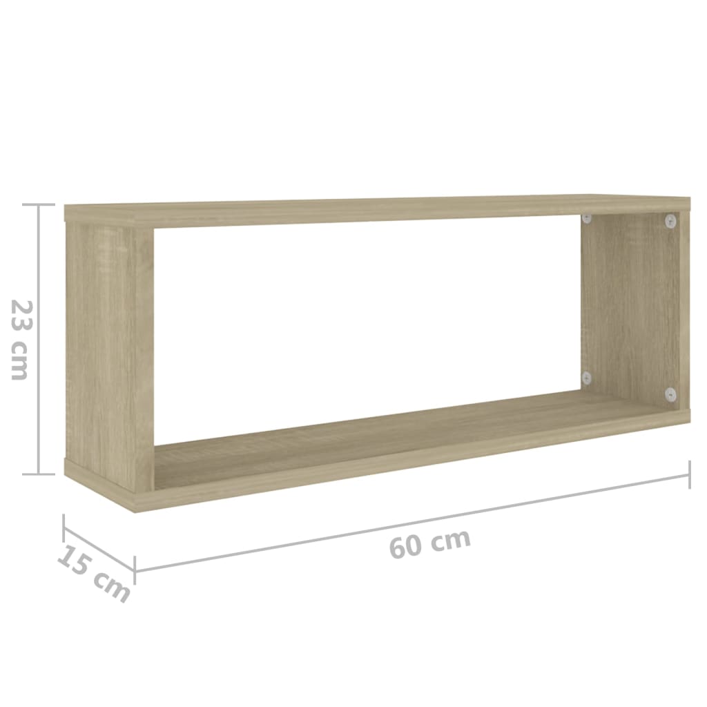 vidaXL Mensole Parete a Cubo 2pz Rovere Sonoma 60x15x23 cm Multistrato - 8