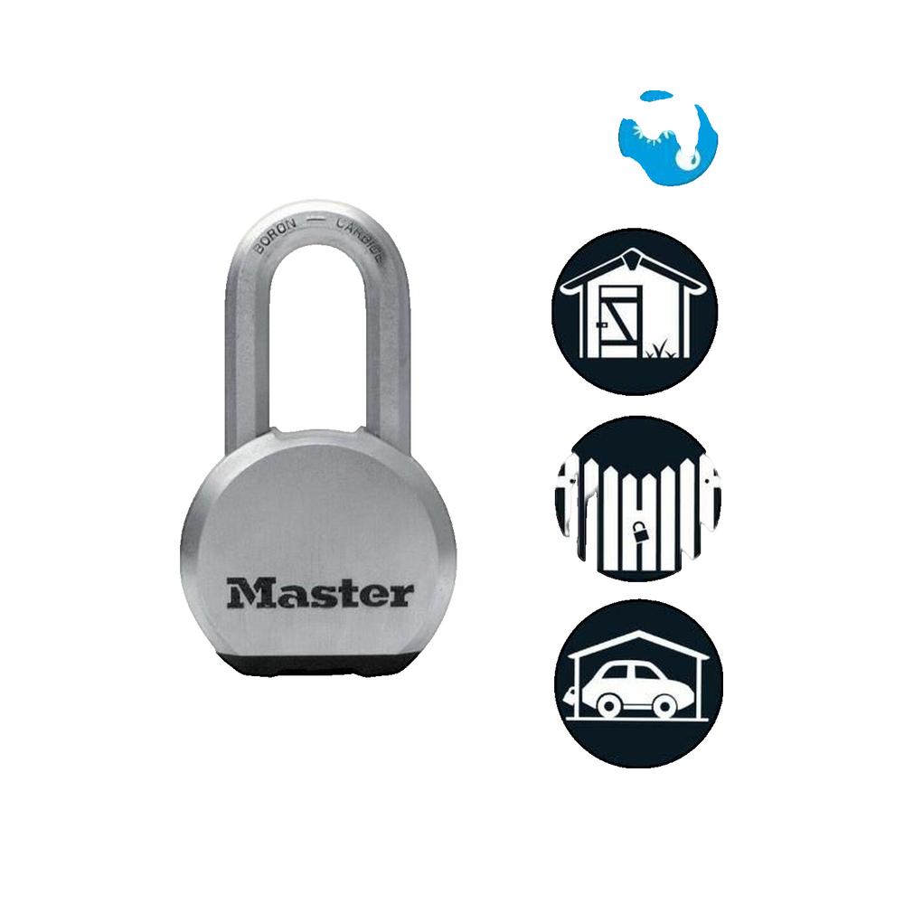 Cadeado com chave de alta segurança em aço inoxidável com argola longa para exteriores - MASTER LOCK M830EURDLH - 2