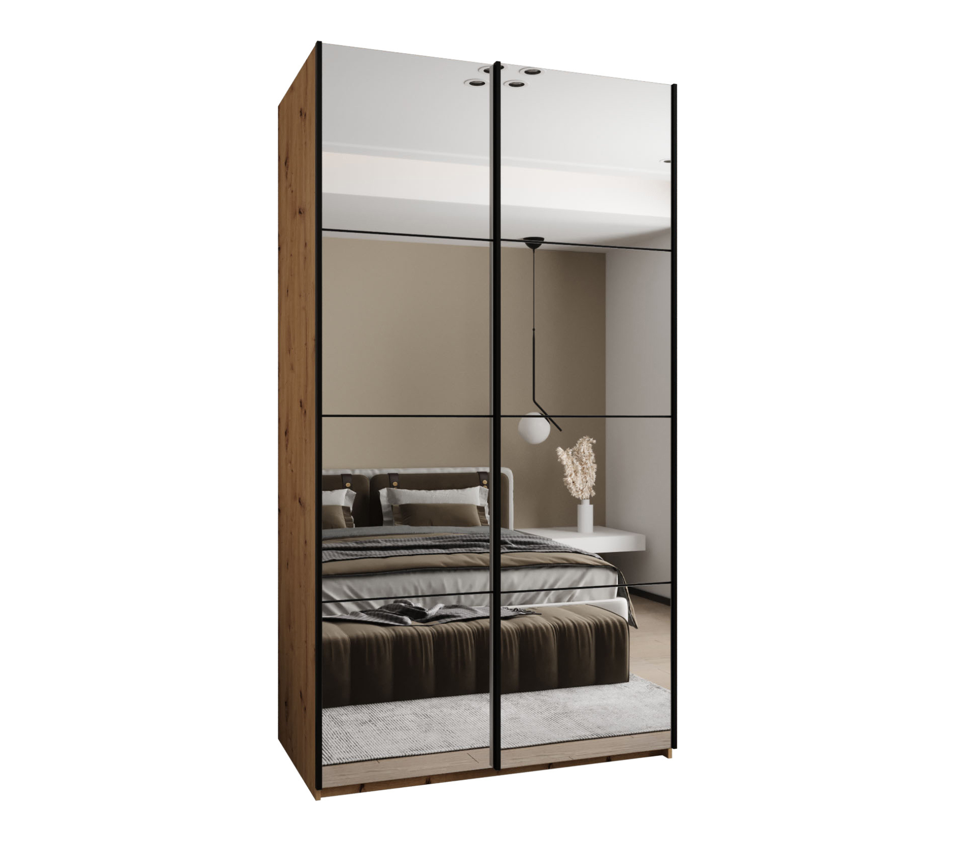 Szafa przesuwna wysoka Lux 2 140 x 64 x 245,5 cm artisan + czarny + u. czarny - Abiks Meble