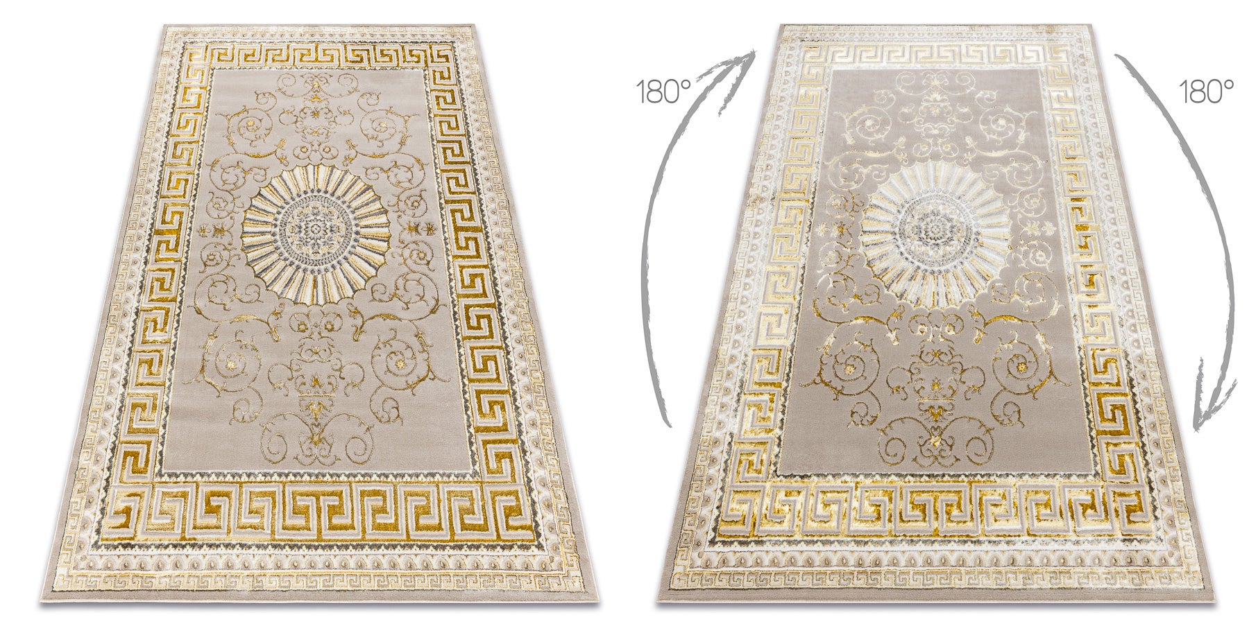 Dywan BLISS Z160AZ147 ciemny beż / złoty - Ramka, grecki ekskluzywny, strukturalny 120x170 cm - 2