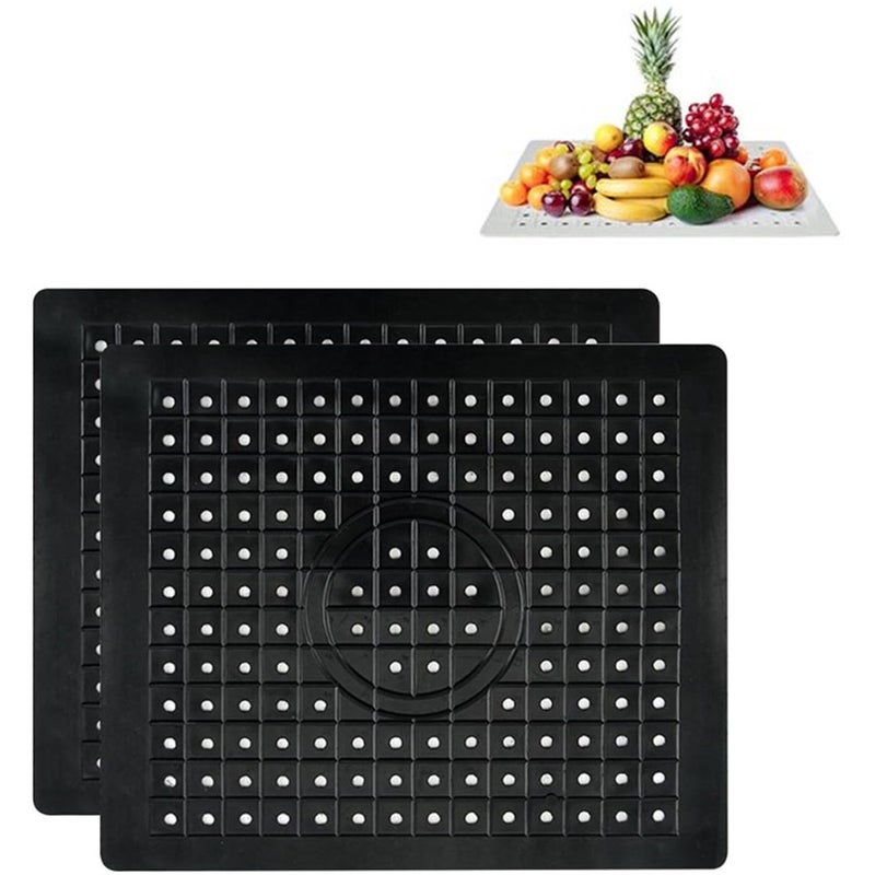 Zestaw 2 mat pod zlew 31 x 26 cm, czarne, prostokątne, akcesoria kuchenne, ochraniacze na zlew, podstawki, maty gumowe
