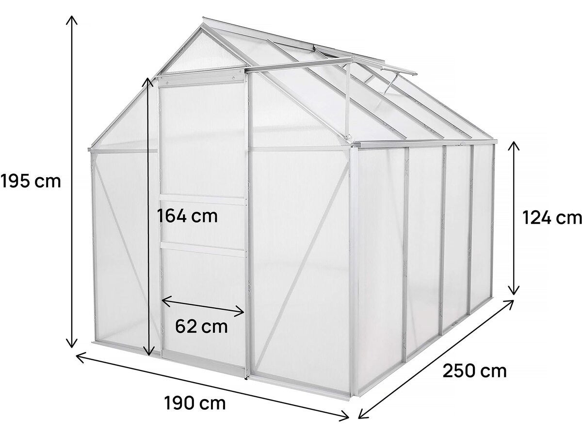 Serre jardin polycarbonate 250 x 190 x 195 cm 