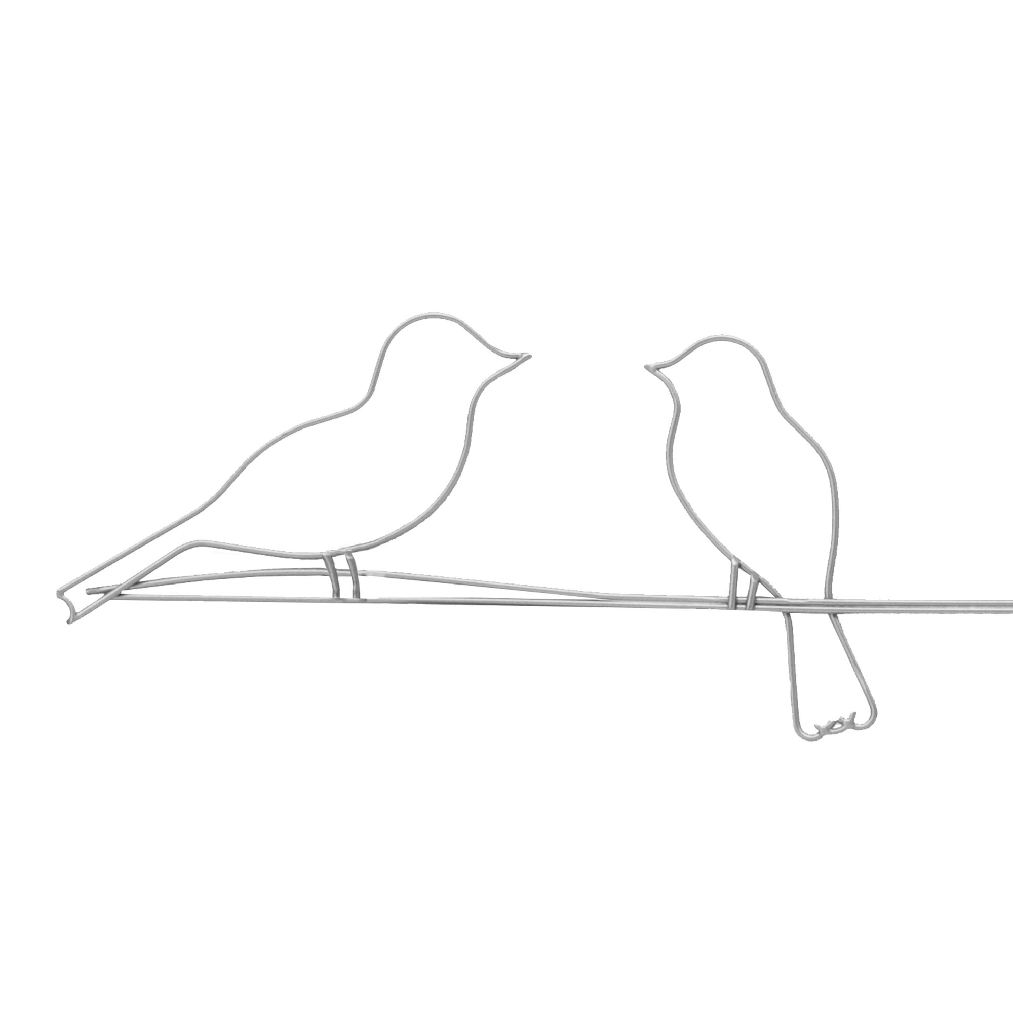 Oggetto rotondo in filo metallico Uccelli su un ramo 30 x 30 cm Argento - 4