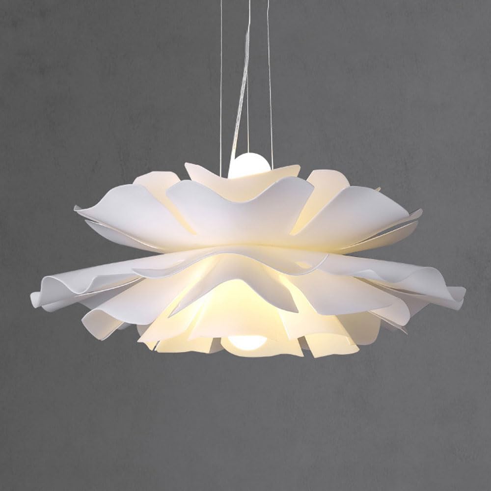 Lampe Suspendue Fleur Acrylique Blanc Moderne - Lustre Créatif Nordique, Réglable En Hauteur, Pour Chambre Salon Cuisine