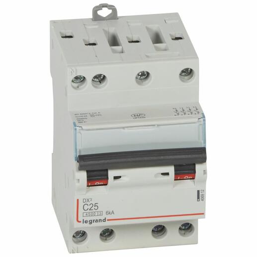 Disjoncteur DNXᶾ4500 Legrand - 25A - Tétrapolaire - 400V - Courbe C - vis/vis - 2