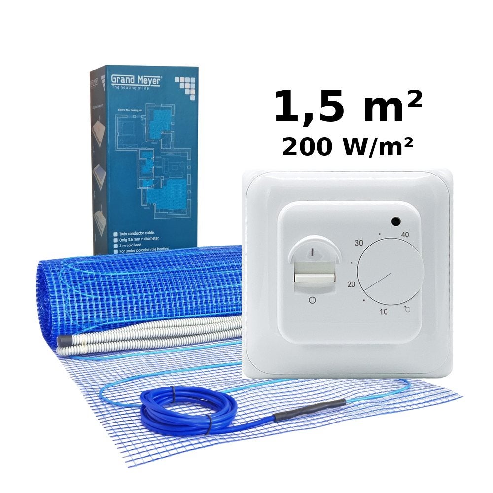 Zestaw do ogrzewania podłogowego 1,5 m², 200 W/m² + termostat MST-1