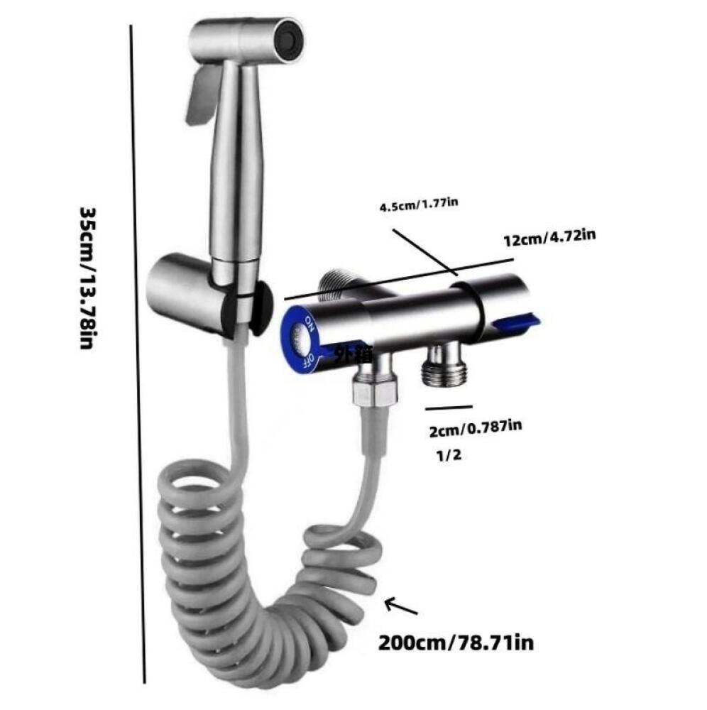 Kit Douchette WC Kit Complet avec Douchette Toilette WC, Robinet WC 3 voies et Tuyau Toilette Kit hygiene wc (douchette intime, Flexible WC et Pulvéri - 2
