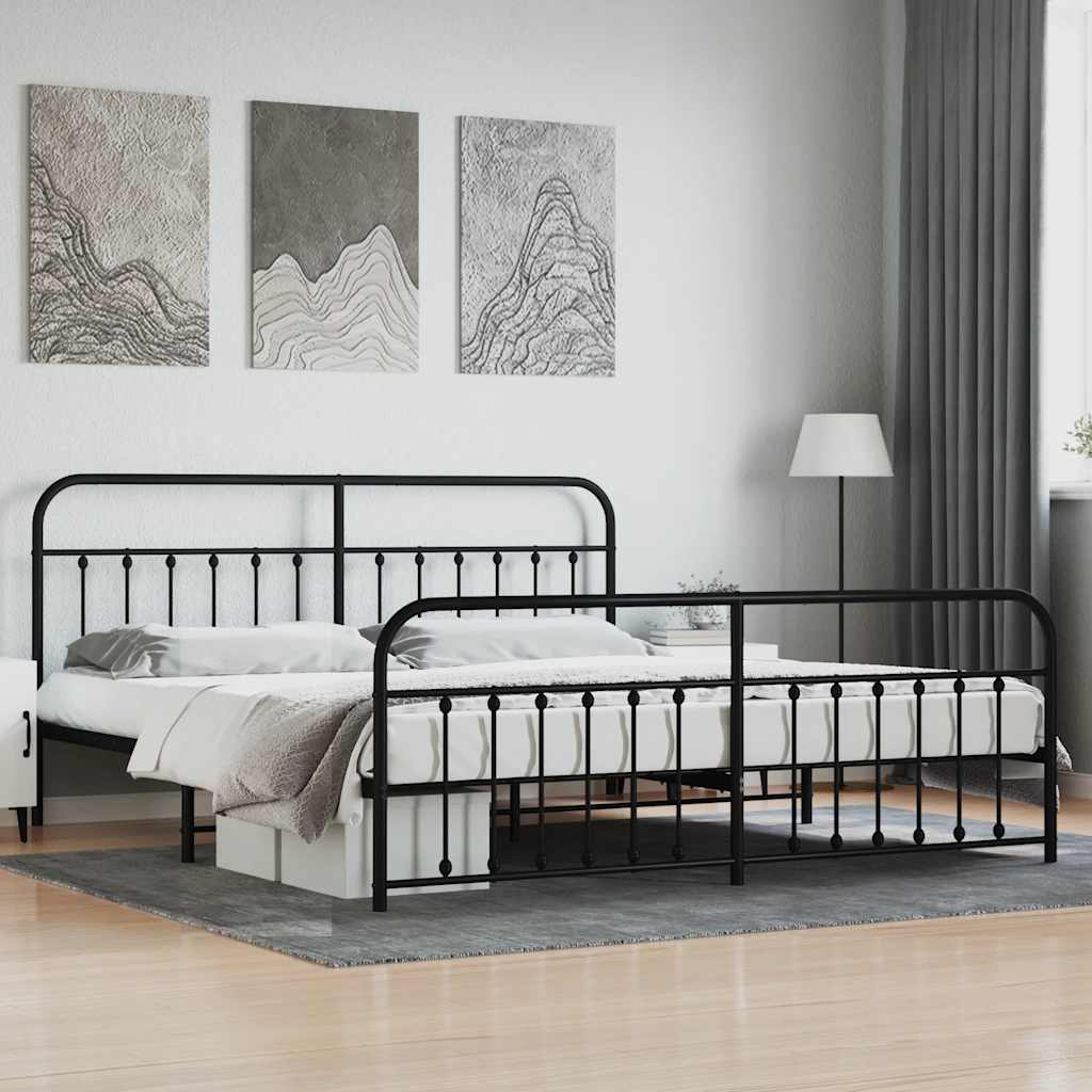 Vidaxl Estructura Cama Sin Colchón Con Estribo Metal 200X200 Cm Negro , Leroy Merlin