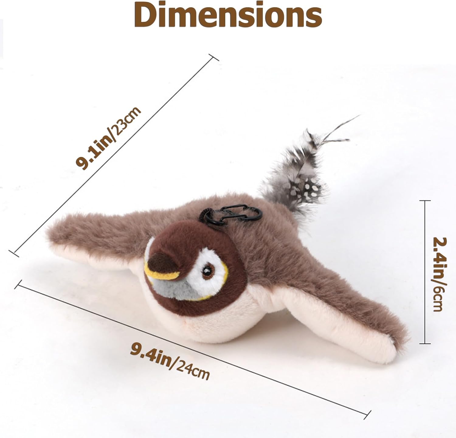 Pájaro volador para gatos, pájaro que canta para gatos, pájaro que canta simuladamente, interactivo para gatos, regalo para gatos (gorrión) - 8