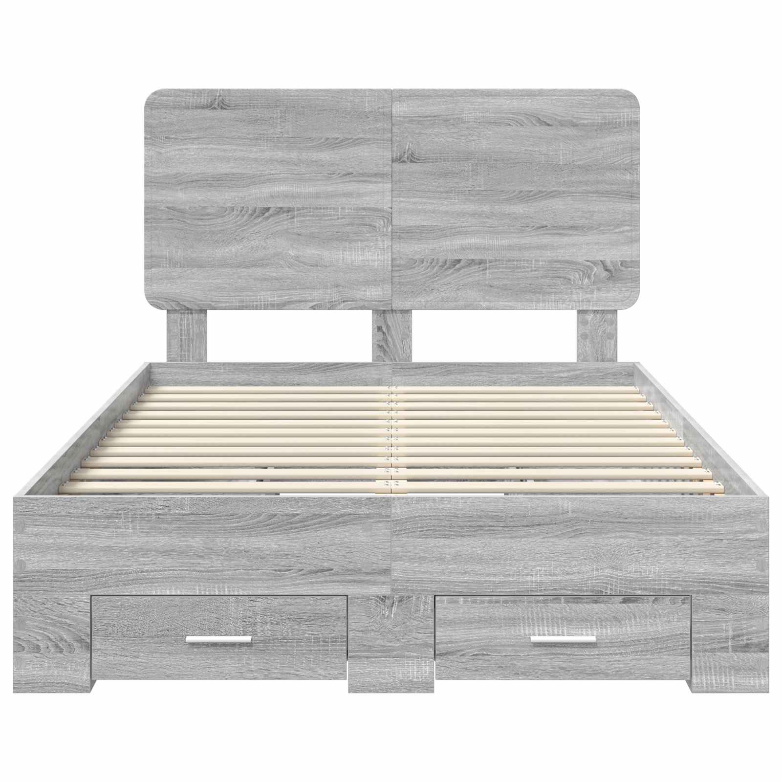 Cadre de lit gris 135 x 190 cm en panneau de bois - 8