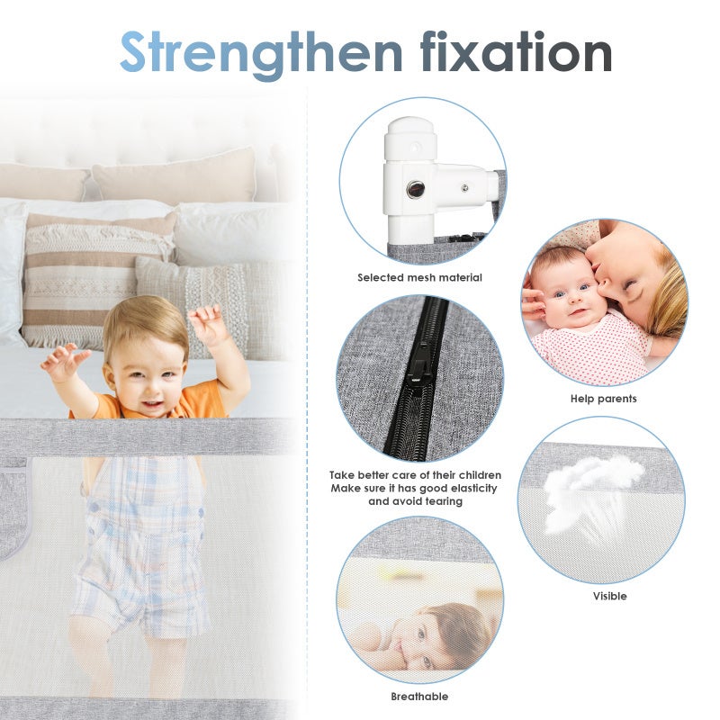 Trilho de cama extra largo de 180 cm, acessório de proteção para cama de criança para meninos e meninas - 3