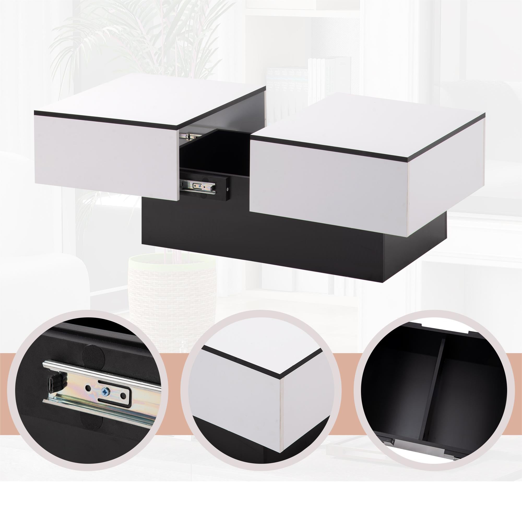 Table basse extensible avec coffre de rangement - table coulissante - Blanc - 3