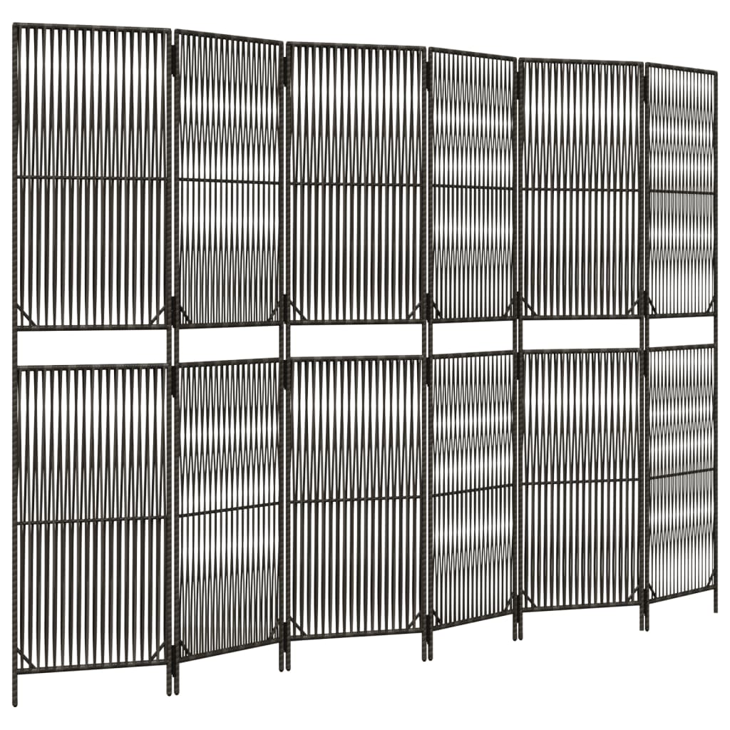 Biombo - separador divisor de 6 paneles ratán sintético gris