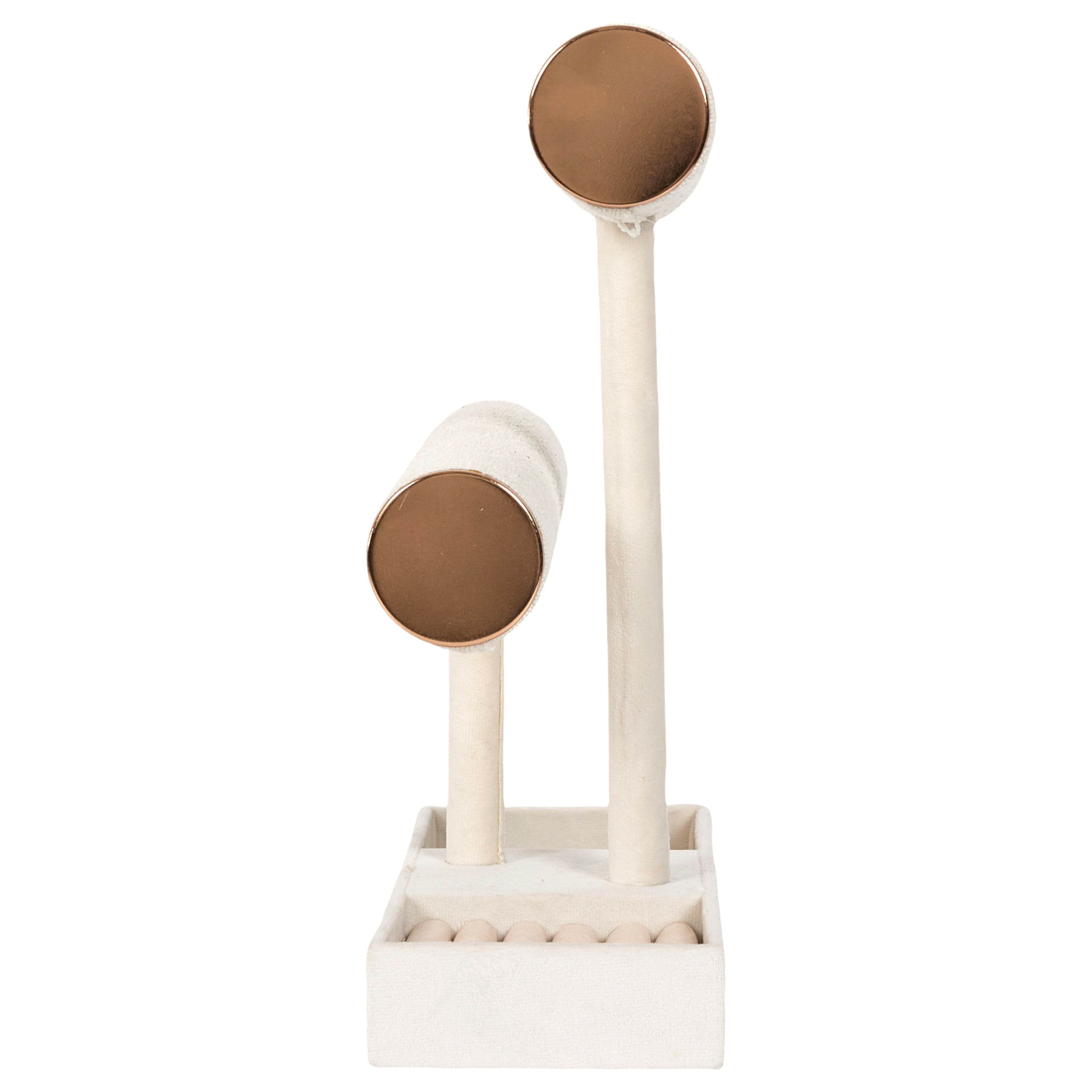Porte Bijoux - Home Deco Factory - Bouclette Double - Pratique - Esthétique - Blanc - 4