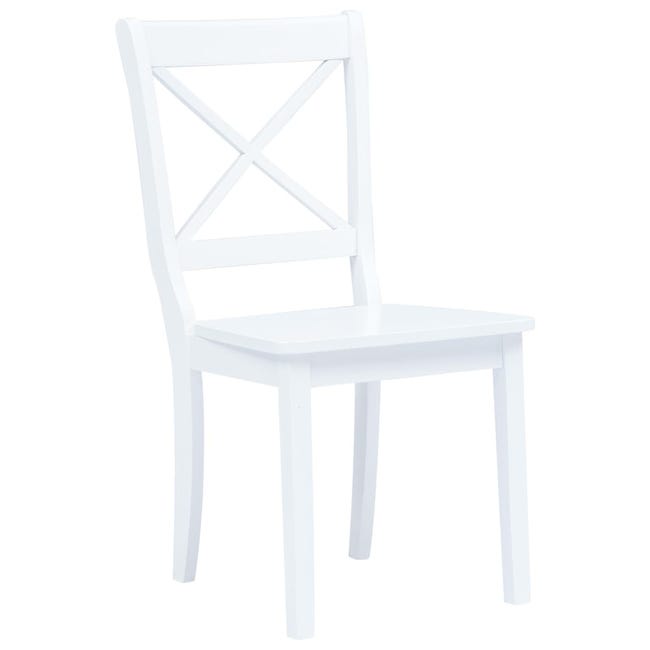 Chaises À Manger Lot De 4 Blanc Bois D'hévéa Massif Chaises À Manger Lot De 4 Blanc Bois D'hévéa Massif