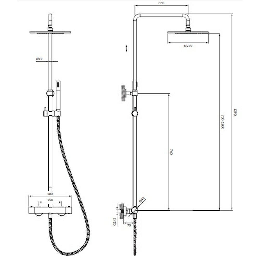 colonne de douche Thermostatique Y couleur : Or marque OMNIRES - 5