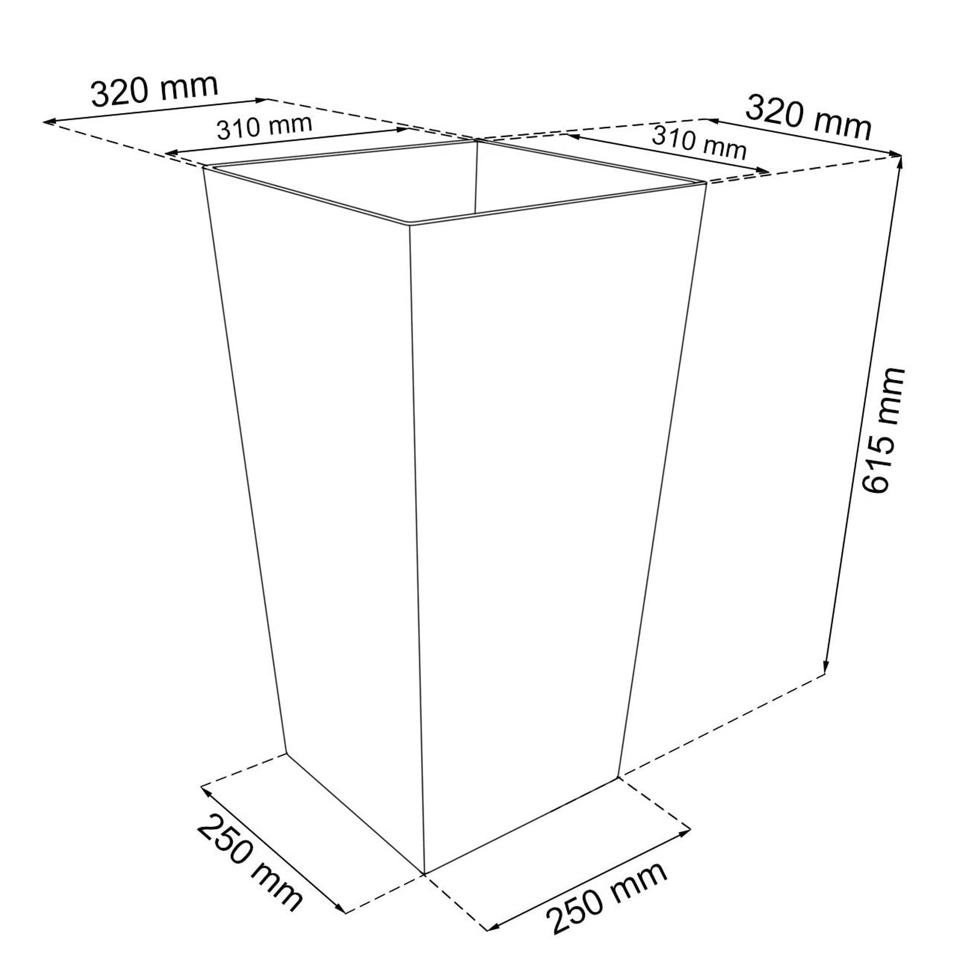 Pot plastique haut 49L anthracite 32,5 x 32,5 x 61 cmavec réservoir - 3