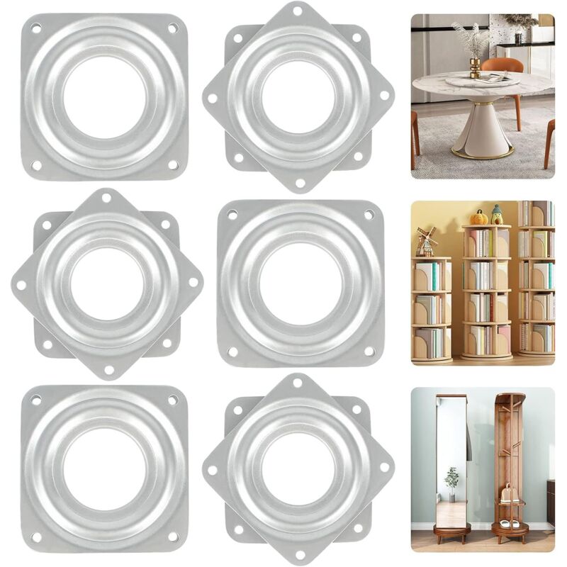 Lazy Susan – Lot de 4 roulements carrés de 7,6 cm, plaque pivotante robuste de 1,6 cm d'épaisseur pour tabouret de bar et chaise (vierge