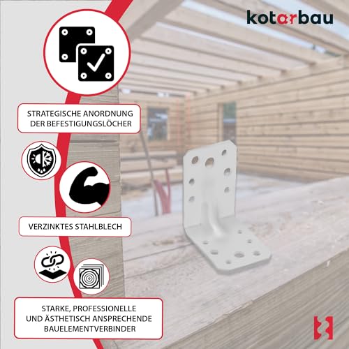 Lot de 50 Cornières en acier 60x60x45 mm - Equerres de fixation galvanisées renforcées - Connecteurs d'angle - KOTARBAU - 5