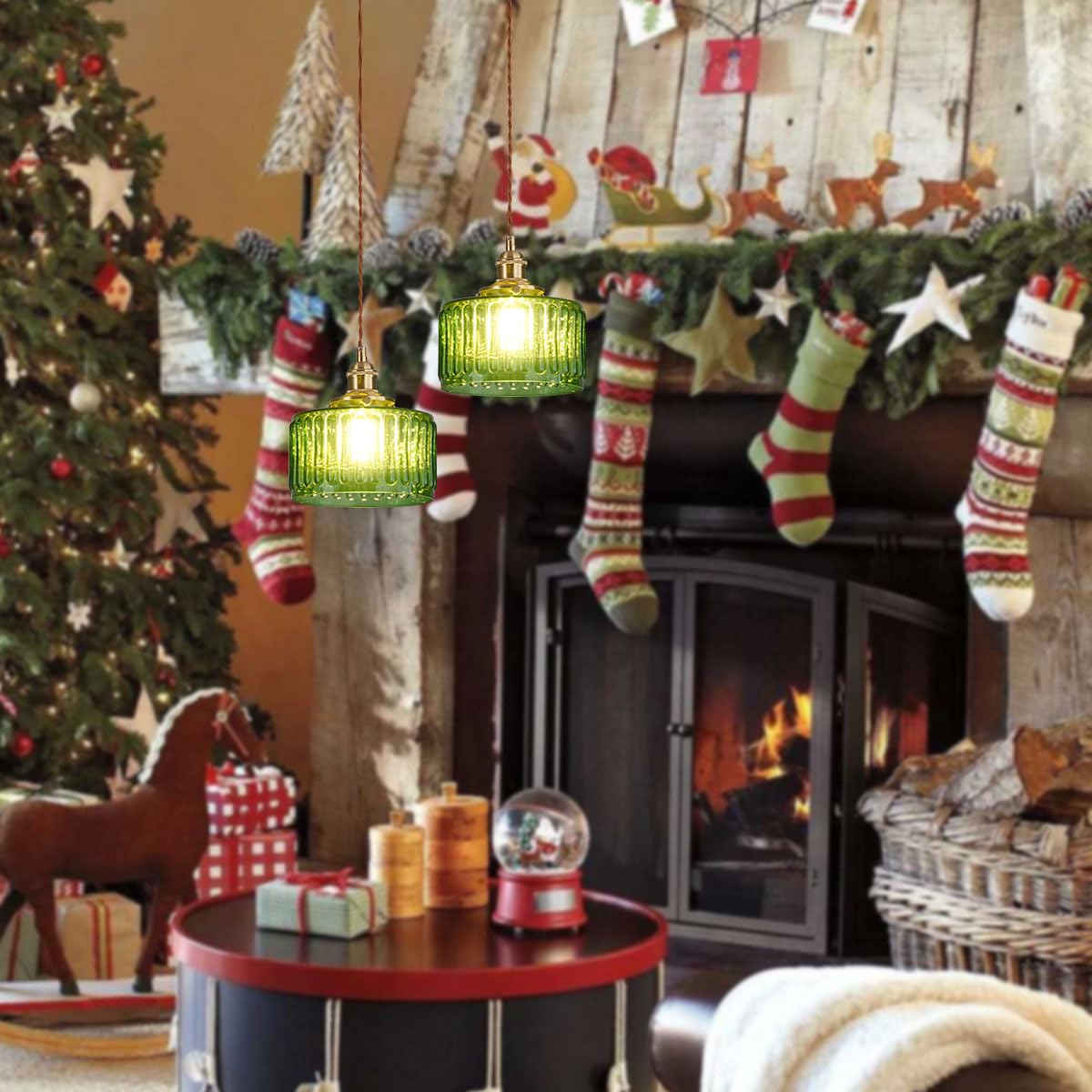 Żyrandole LED ze szklanymi kloszami – mosiądz i prążkowane szkło, Ø 17 cm, bursztynowy, eleganckie oświetlenie do nowoczesnych wnętrz - 8