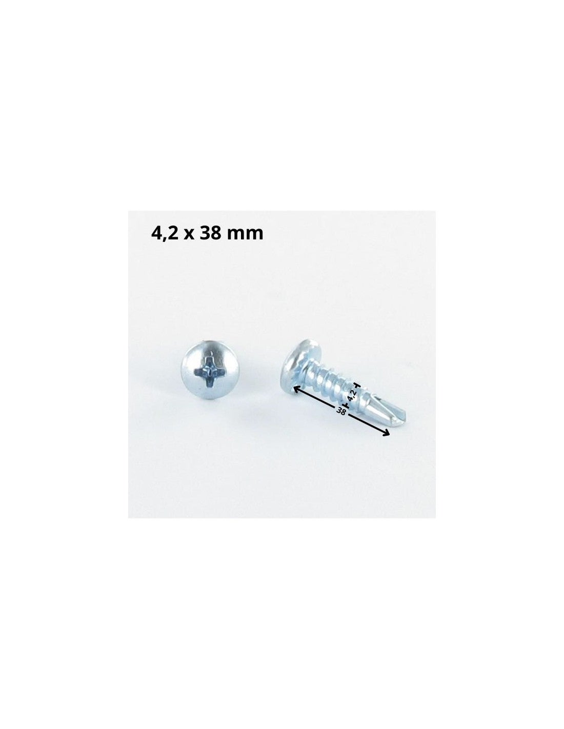 Vis autoperceuse Tête cylindrique bombée TCB Phillips 4.2X38 Filet tôle Acier zingué-100 pièces - 2