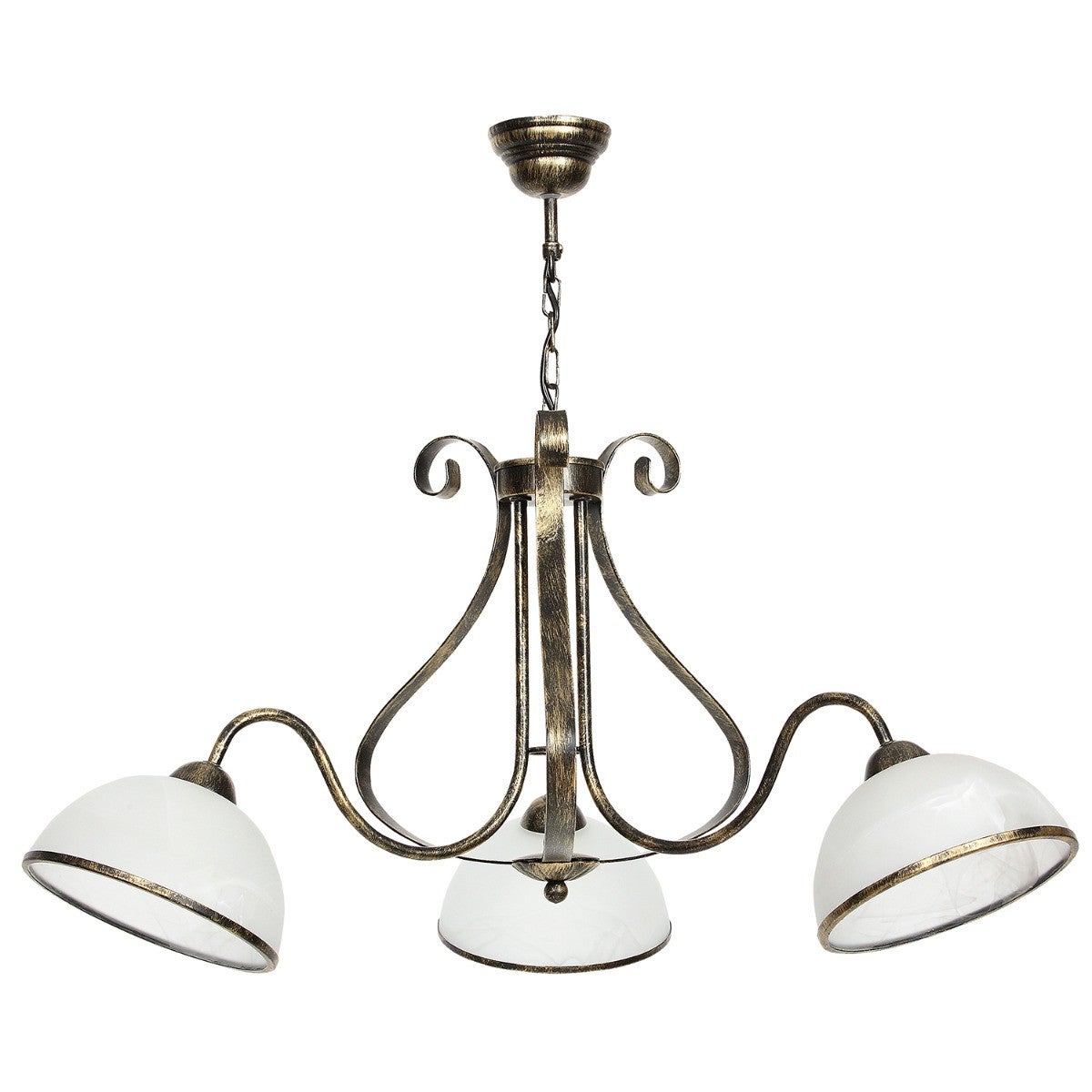 Lampa wisząca Antica złota patyna-biała 3xE27x15W retro wym: 63 x 81 x 81 cm szkło Luminex
