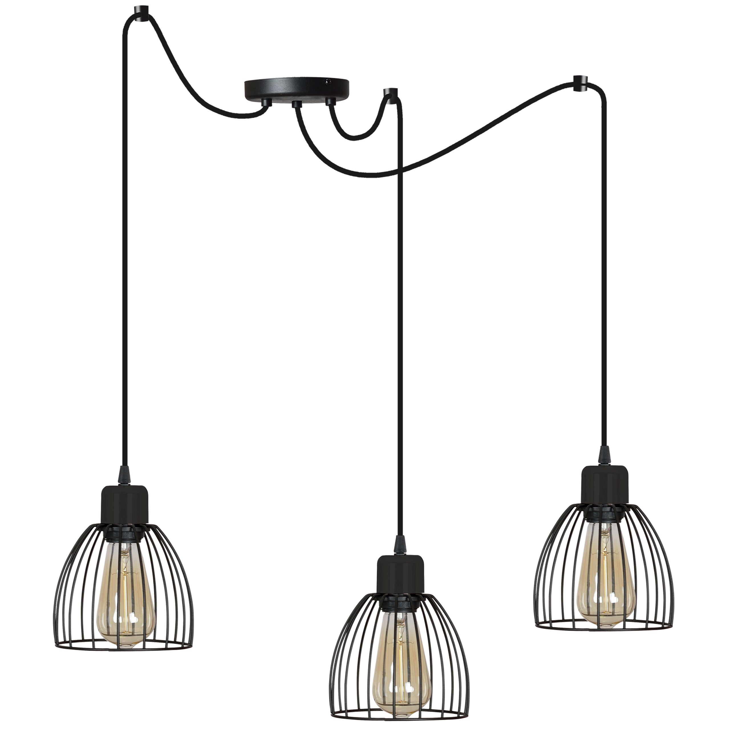 Lampa sufitowa wisząca Spider urban 3xE27 abażur druciak trapezowy czarny Light Home LH