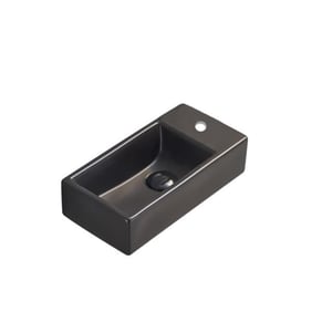 Swiss Aqua Technologies Brevis Lave-mains suspendu avec trou pour robinetterie à droite, 40,5x20,5x10,5cm, noir (SATBRE4020SRBKM)