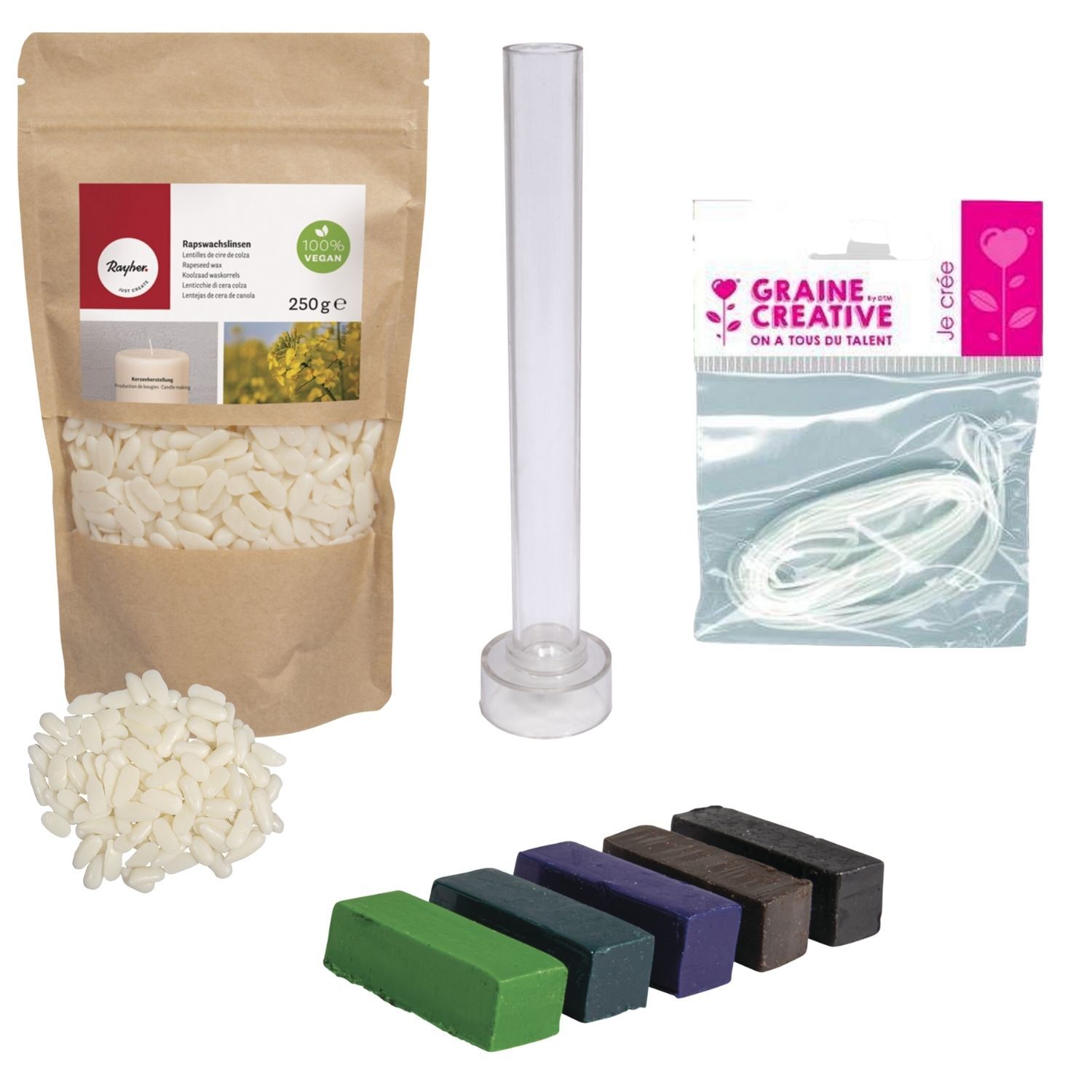 Kit Candele Fai Da Te - Con Cera Soia, Barattoli, Colori, Stoppini, Oli Profumati