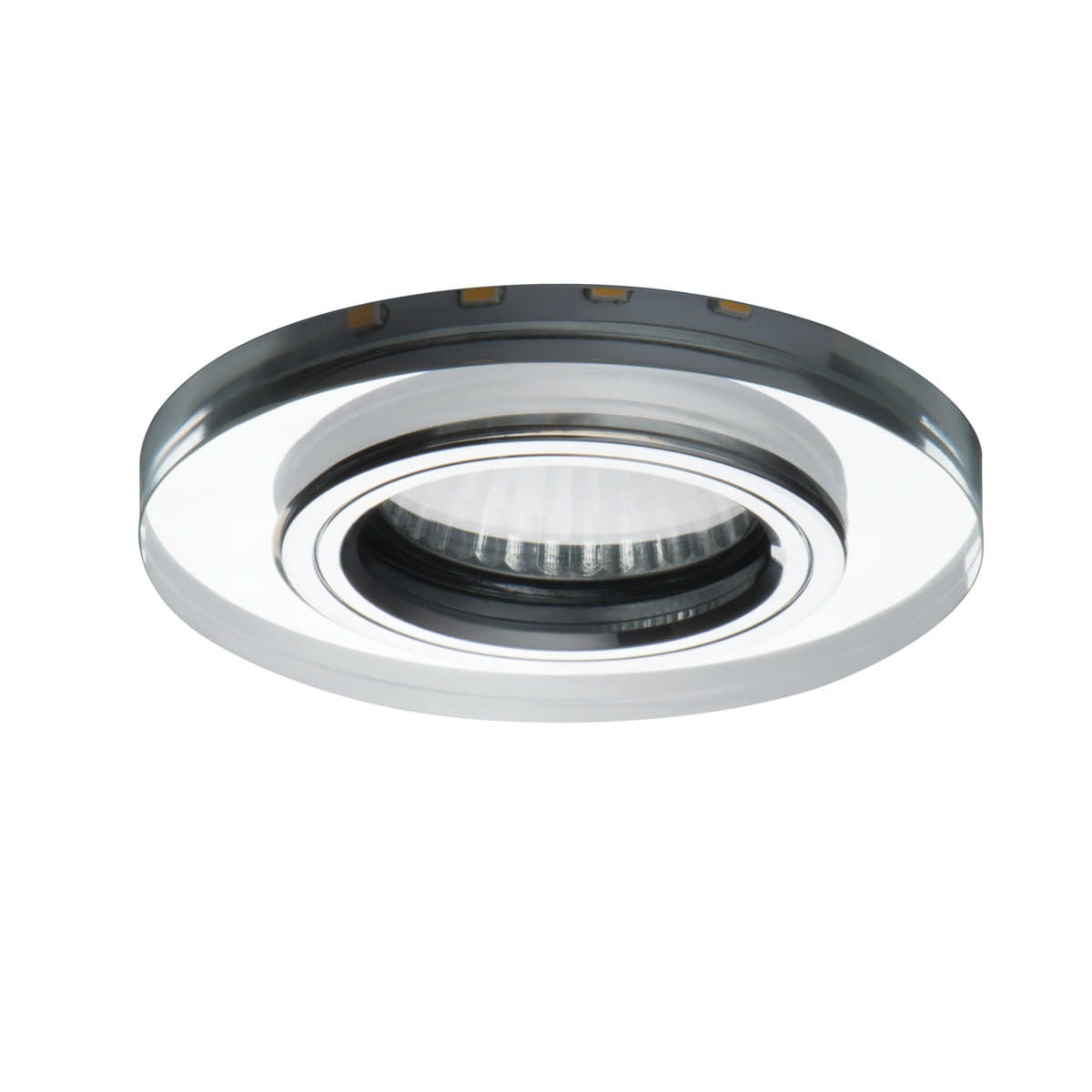 Oprawa sufitowa wpuszczana Soren srebrna 2xGU10x20W okrągła wbudowany dekor LED wym: 9 x 9 cm szkło Kanlux