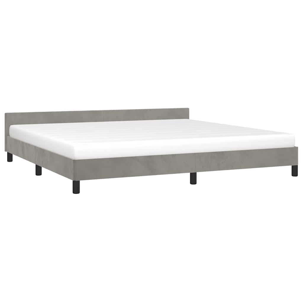 Cadre de lit sans matelas gris clair 200 x 200 cm en velours - 3