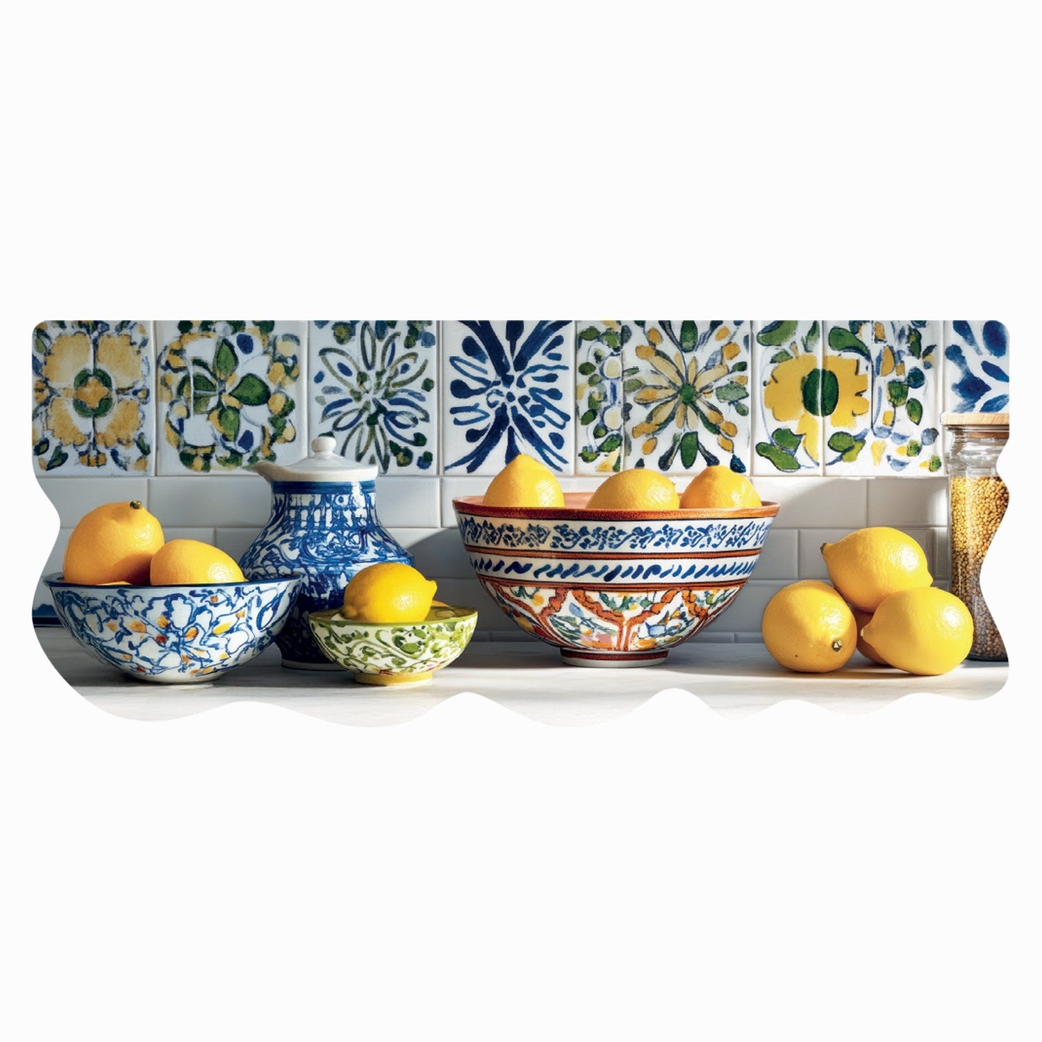 Dywan Kuchenny 50x120 cm Antypoślizgowa 100% Made in Italy Cyfrowy Wydruk Ukształtowany Le Forme Cytryny