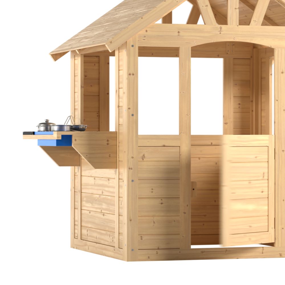 Maisonnette cabane enfant en bois FSC® avec cuisine extérieure CUBBY - 3