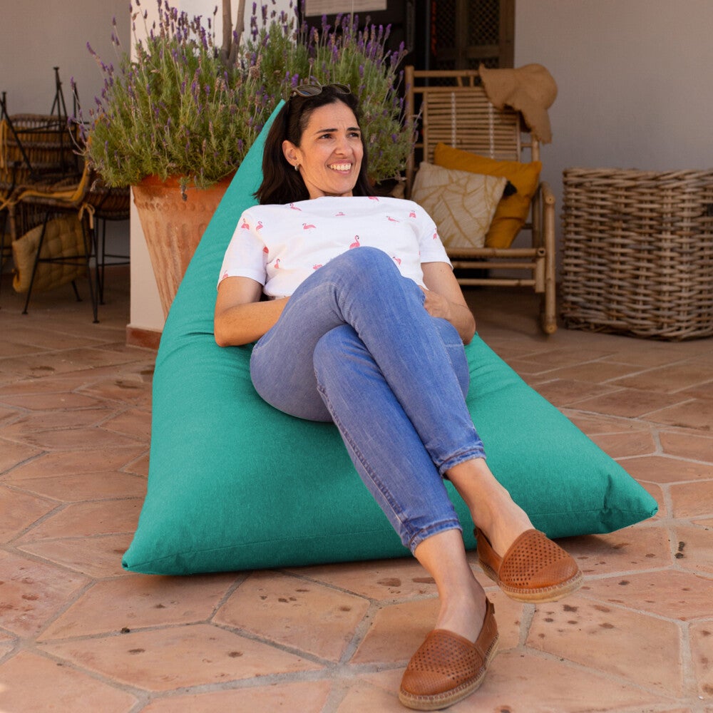 Pouf Pyramide Naylim Mate pour Extérieur Turquoise XL - 2