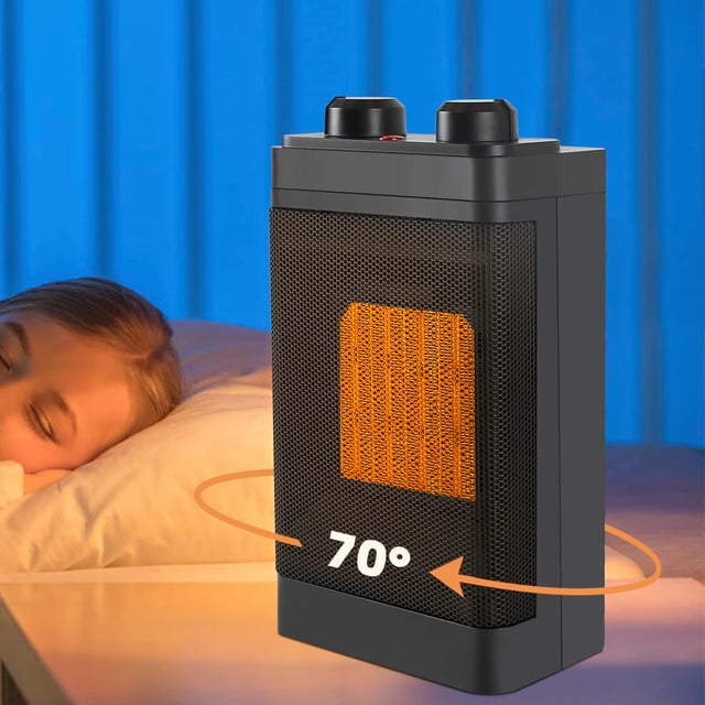 NETTLIFE Radiatore a soffietto 1500W, riscaldamento ceramico, PTC silenzioso, termostato 70°, oscillazione, anti-surriscaldamento
