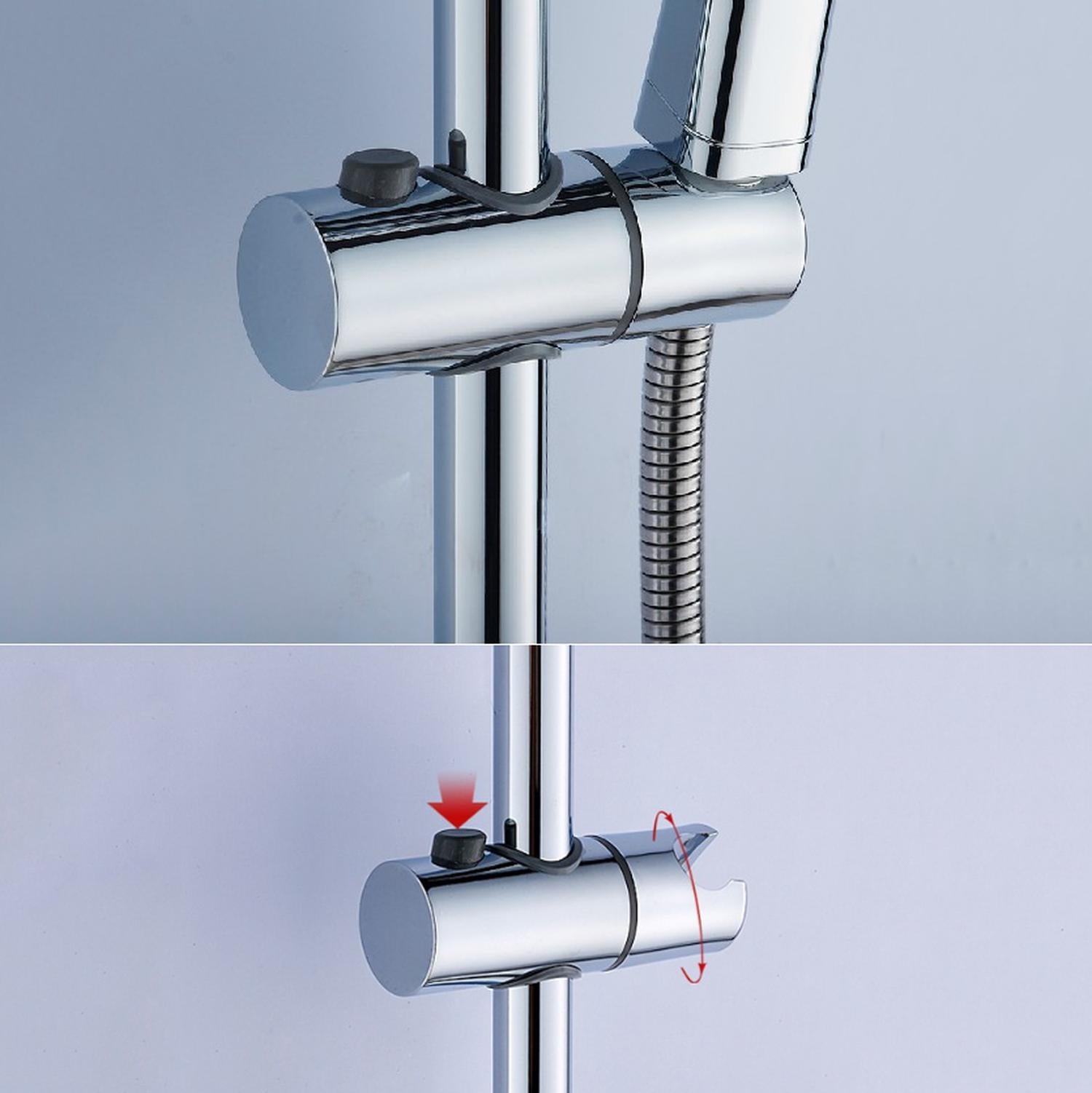 Support de Douche,19MM à Diamètre Réglable,Chromé + Conception ABS Support Douchette, Installation Simple, Adapté à la Barre de Douche - 4