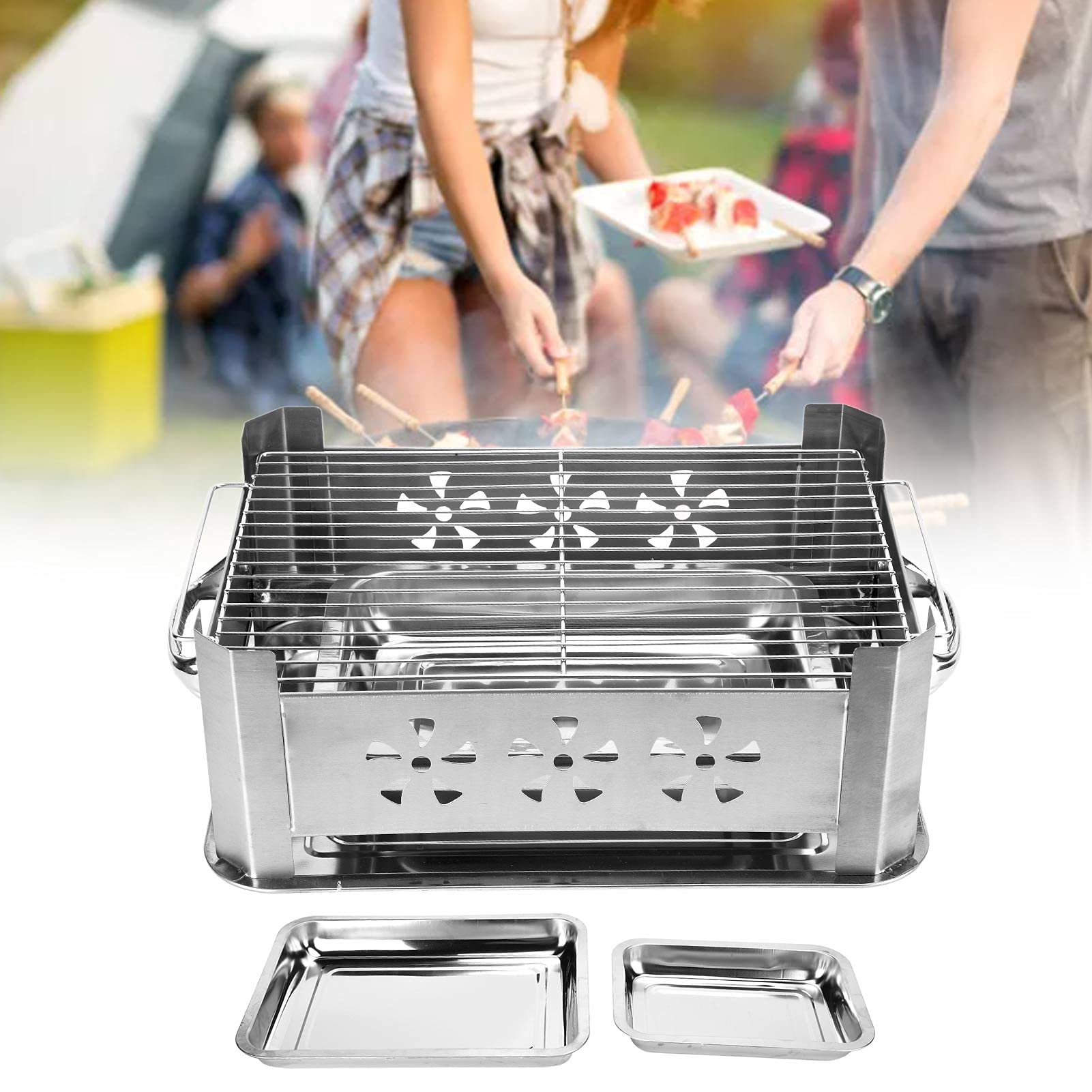 BBQ-Toro Cesta Para Parrilla De Acero Inoxidable | 30 X 30 X 5,5 Cm | Bandeja Para Barbacoa De Gas | Bandeja Para Parrilla De Verduras, Accesorios
