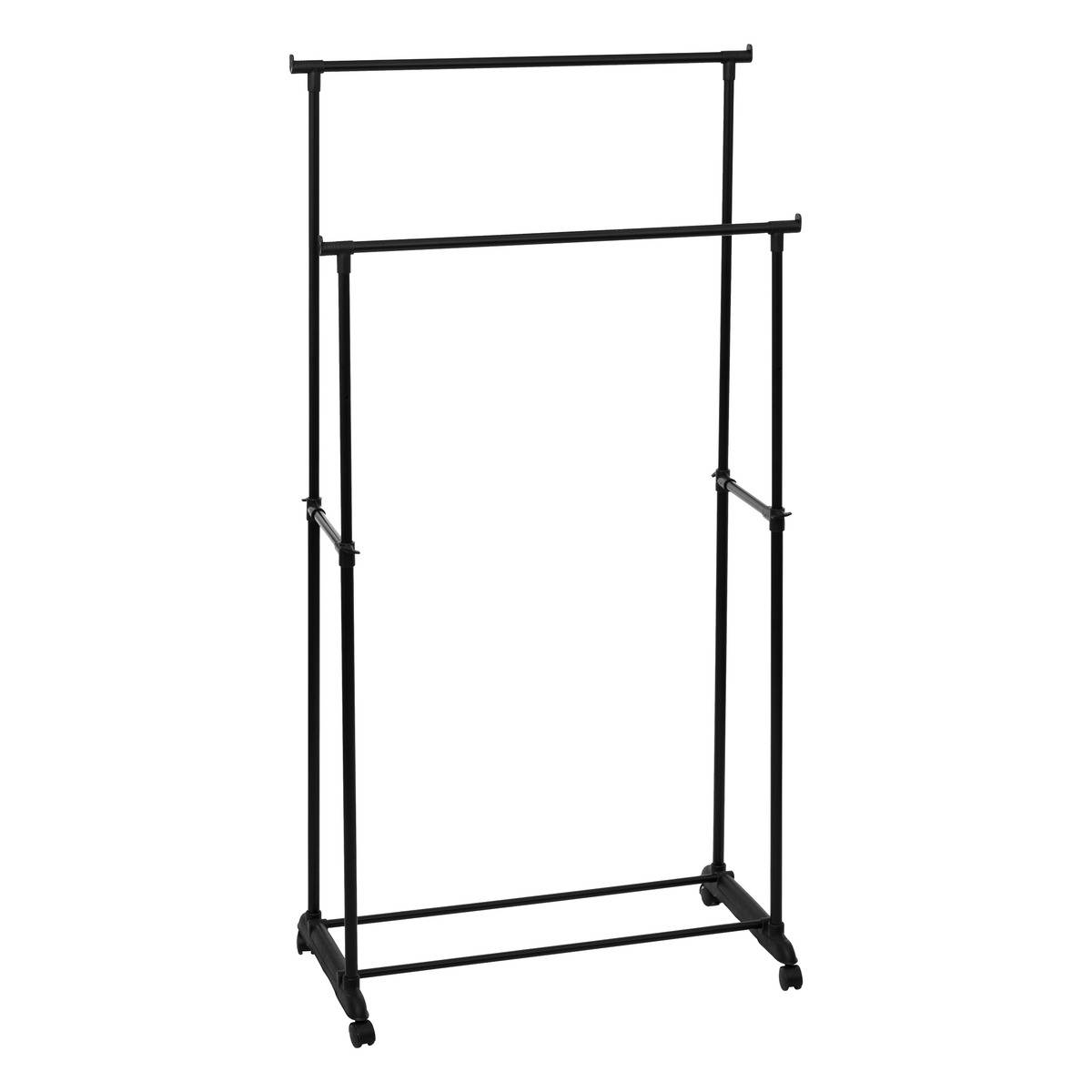 Stand appendiabiti,Appendiabiti pesanti, espositori per abiti su ripiani a 4 strati, ripiani a rulli commerciali vecchio stile, appendiabiti in metallo/ Nero / 100cm