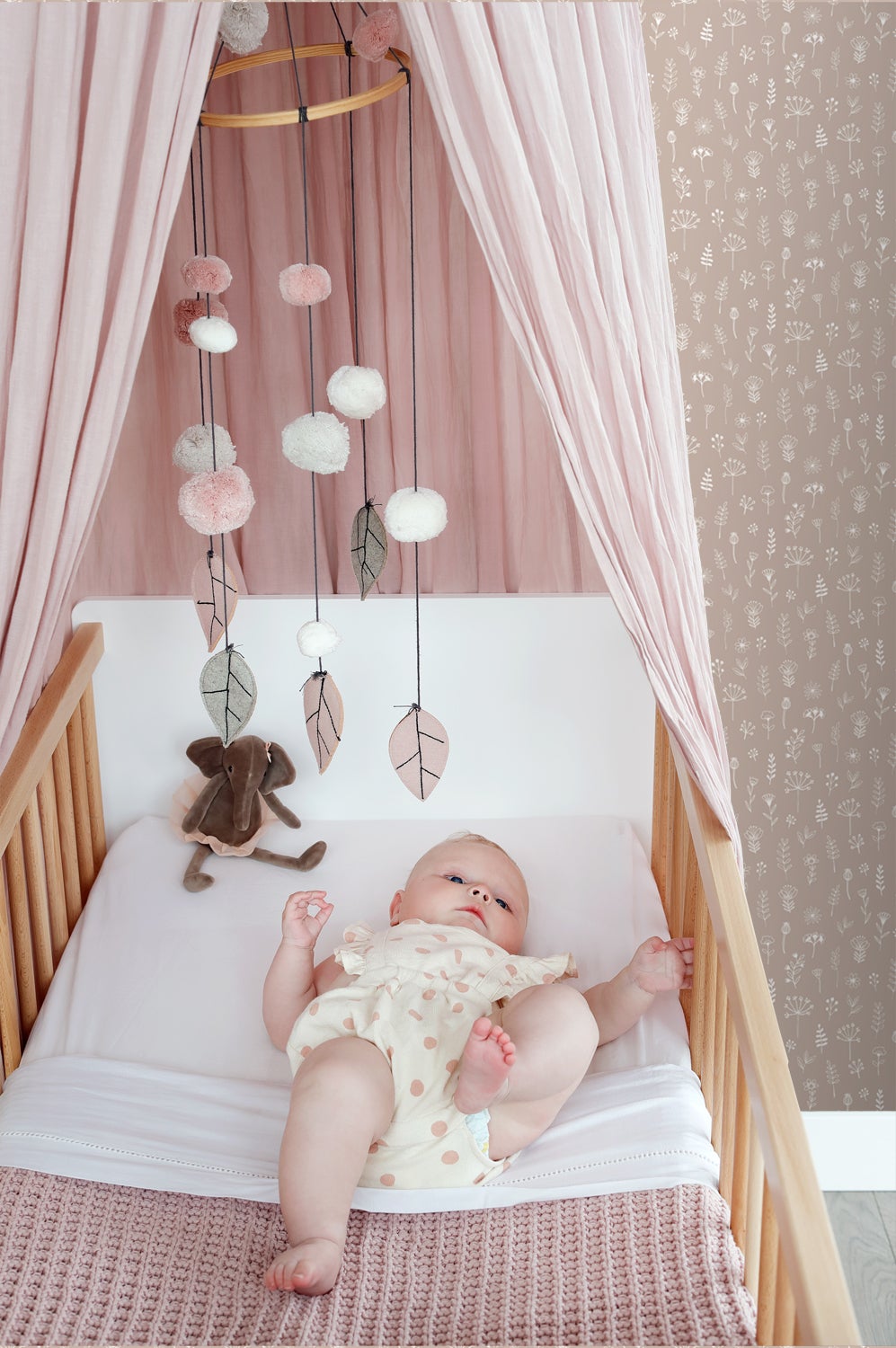 Papier peint fleurs vieux rose et blanc - 53 cm x 10.05 m - ESTAhome - 3